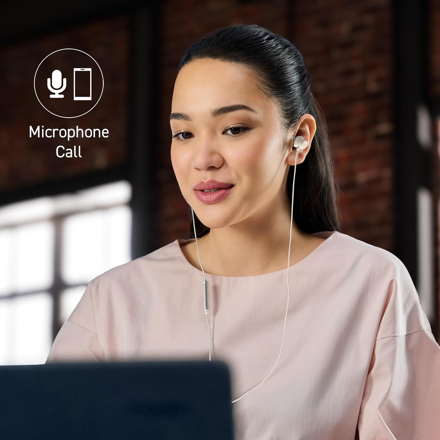 Panasonic RP-TCM225DEW USB-C Earbuds, In-Ear Earbuds, Wired Headphones with Built-In Microphone & Control, Powerful Bass, Customizable Fit, 1.2M Cable, White image number 5