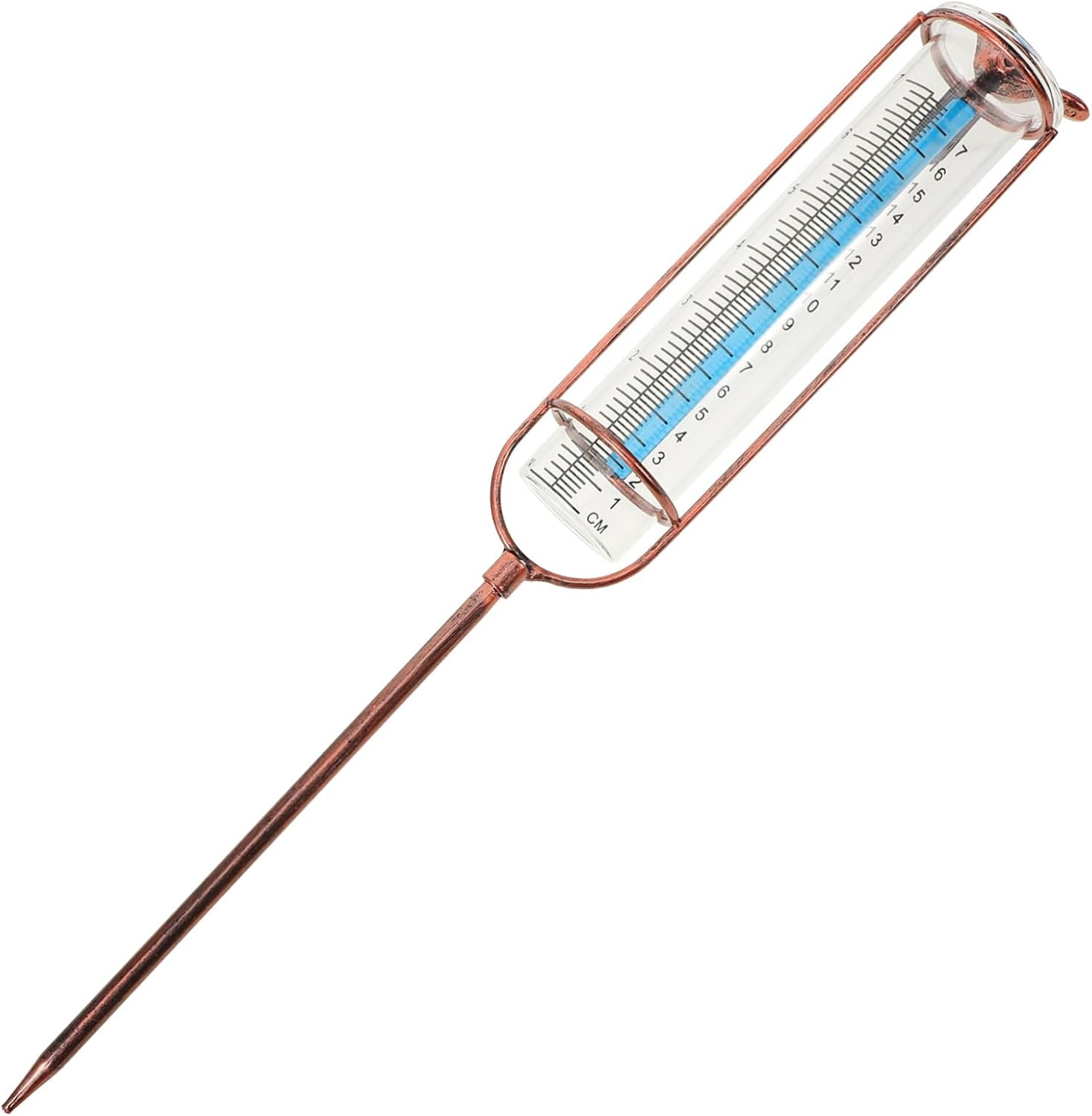 Balacoo Outdoor Rain Gauge Glass Test Tube with Graduated Scale Iron Frame for Garden Lawn Farm Stable Precise Measurement Tool Stylish Brass Color Design image number 4