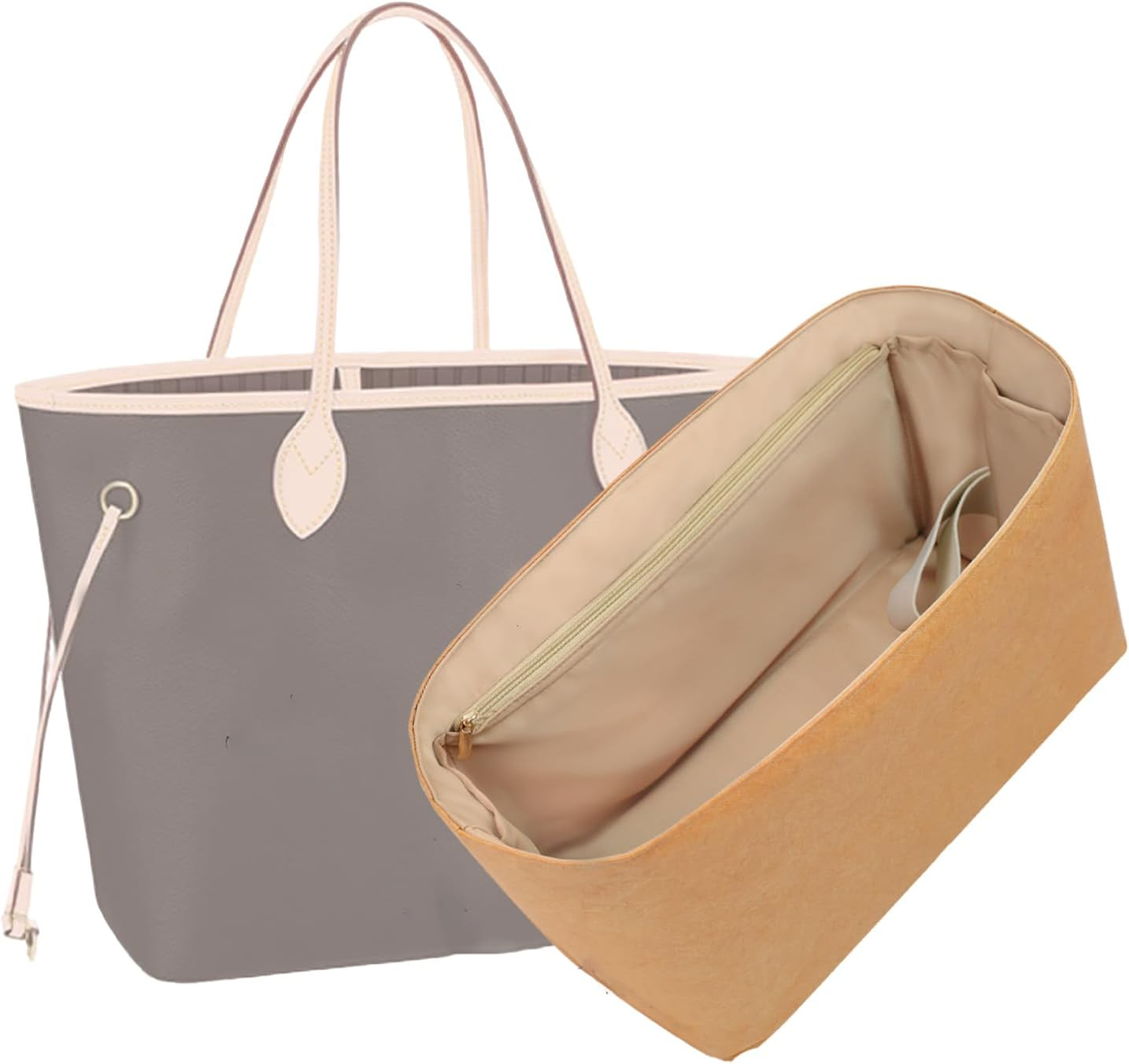 19 Neatthin Tote Bag Organiser Insert, Lightweight Insert Compatible with LV Neverfull MM, Waterproof Dupontpaper Surface and Silky Satin Lining(Chai,Mm)