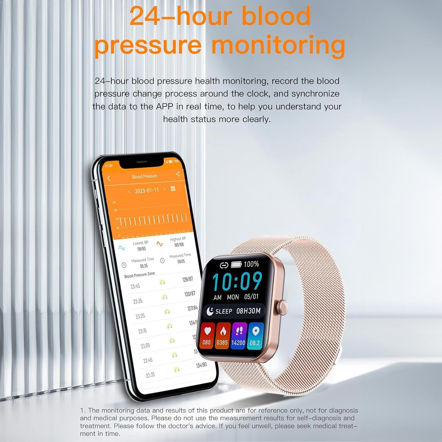 Acime Blood Glucose Sugar Smart Waatch, Popglory Smartwaatch with Blood Pressure, Fitness Tracke with Heart Rate Monitor, Full Touch Fitness Waatch for Androi & Ios for Men Women, LKHWIM5PHUB8F3SZM image number 1