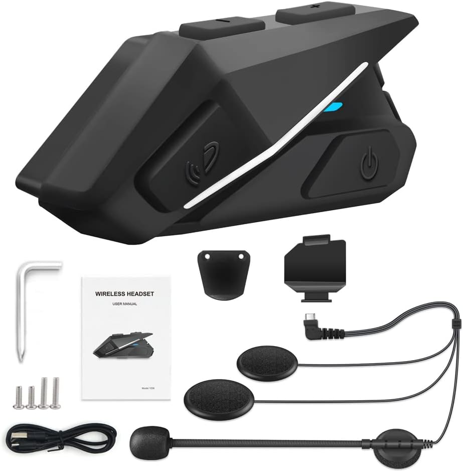 RCKEY Motorcycle Headset BT5.0 Waterproof Headphone Noise Reduction Support Hands-Free Calling Auto-Answer Stereo Music Built-In FM Radio image number 1