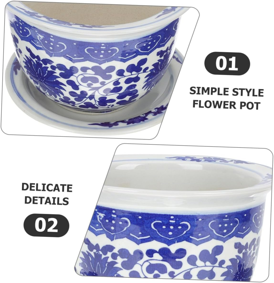 NOLITOY Ceramic Flowerpot Tray for Succulent Planters Outdoor Delicate Gardening Flowerpot for Desktop Garden Supply image number 6