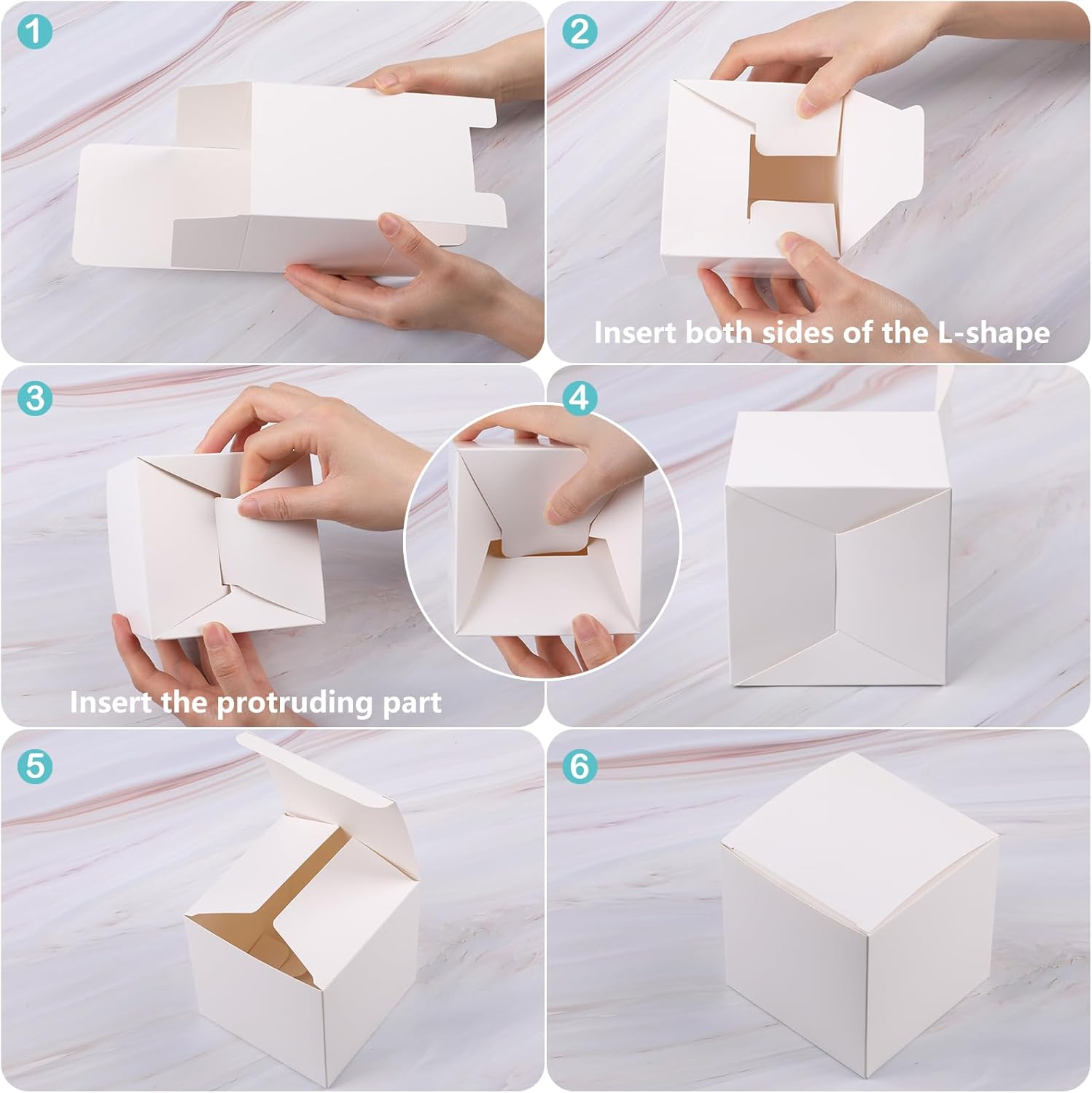 Geepen 40-Pack Kraft Gift Boxes 10X10X10Cm, Small Brown Paper Boxes with Lids for Favours, Weddings, Parties, Jewellery, and DIY Crafts White