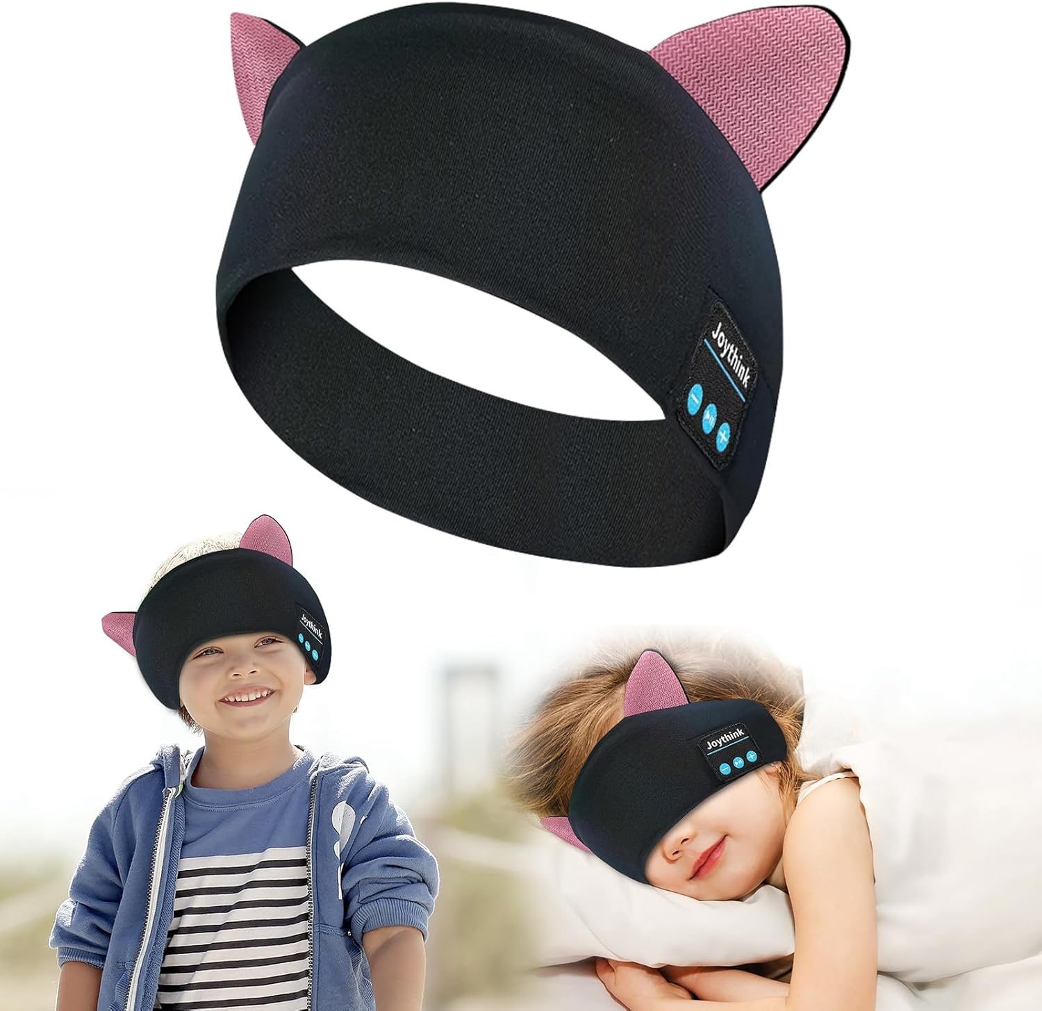 Joythink Kids Bluetooth Headband Headphones Sleep Mask Wireless Earphones Built in Thin Speaker Kids Adjustable Sports Headset Sleep Headband for Girls Boys Toddler Children Baby Airplane Travel Study Purple