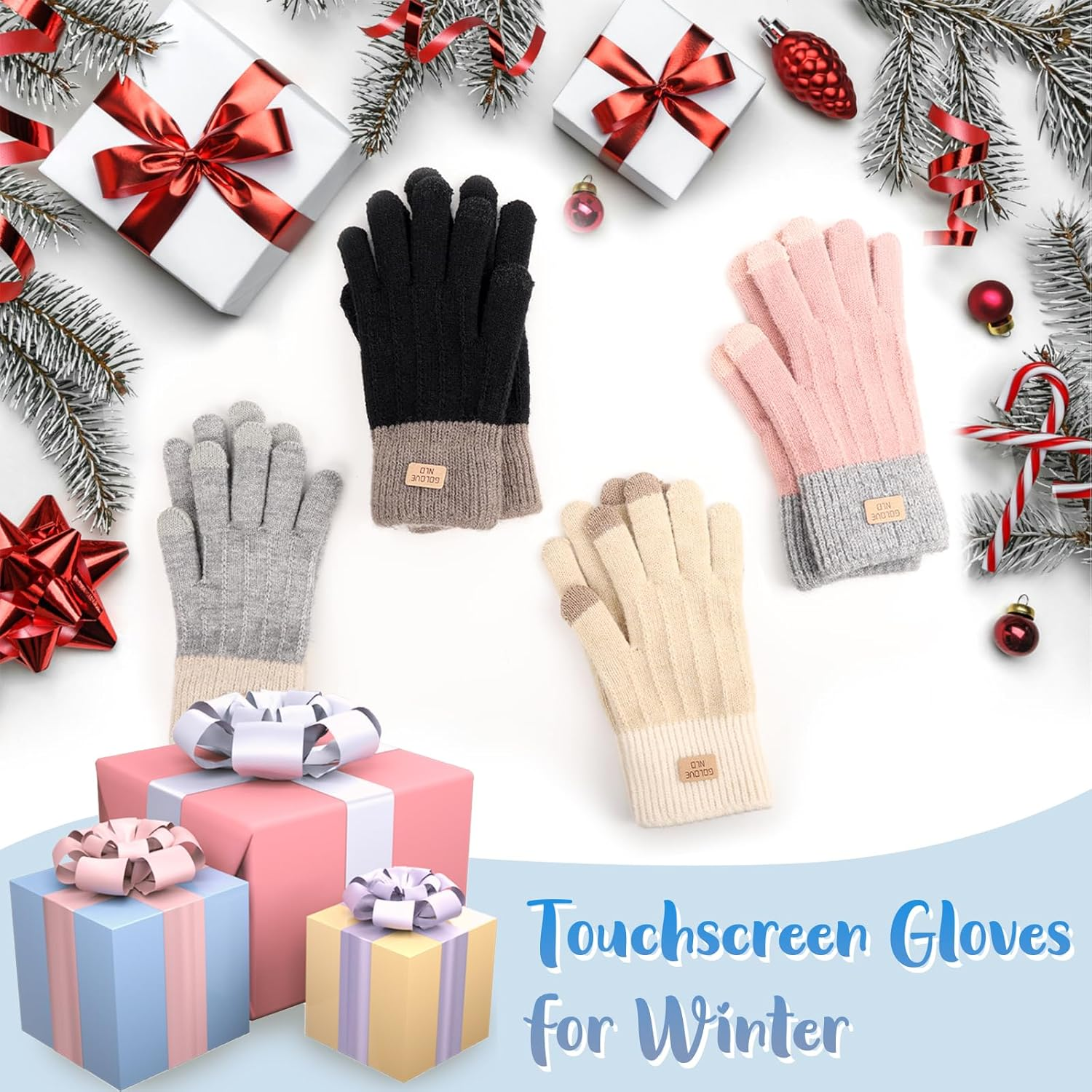 Viiotu Women'S Warm Winter Touchscreen Gloves - Fleece Lined, 9Cm Elastic Cuff, 22.5Cm Long, Stylish Cold-Weather Gloves for Ladies - Pink image number 4