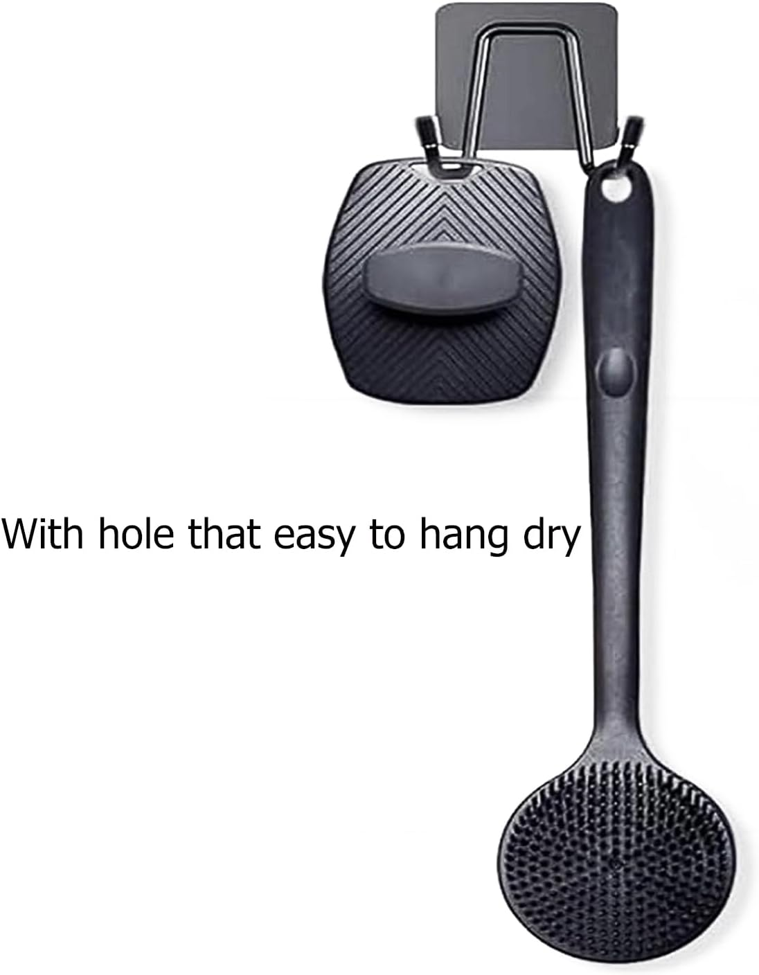 POATOW 4 in 1 Silicone Body Scrubber Shower Brush Set for Men Women Adult,Long Handle Body Brush,Anti-Slip Back Scrubber for Shower,Shower Bath Brush with Hook image number 1