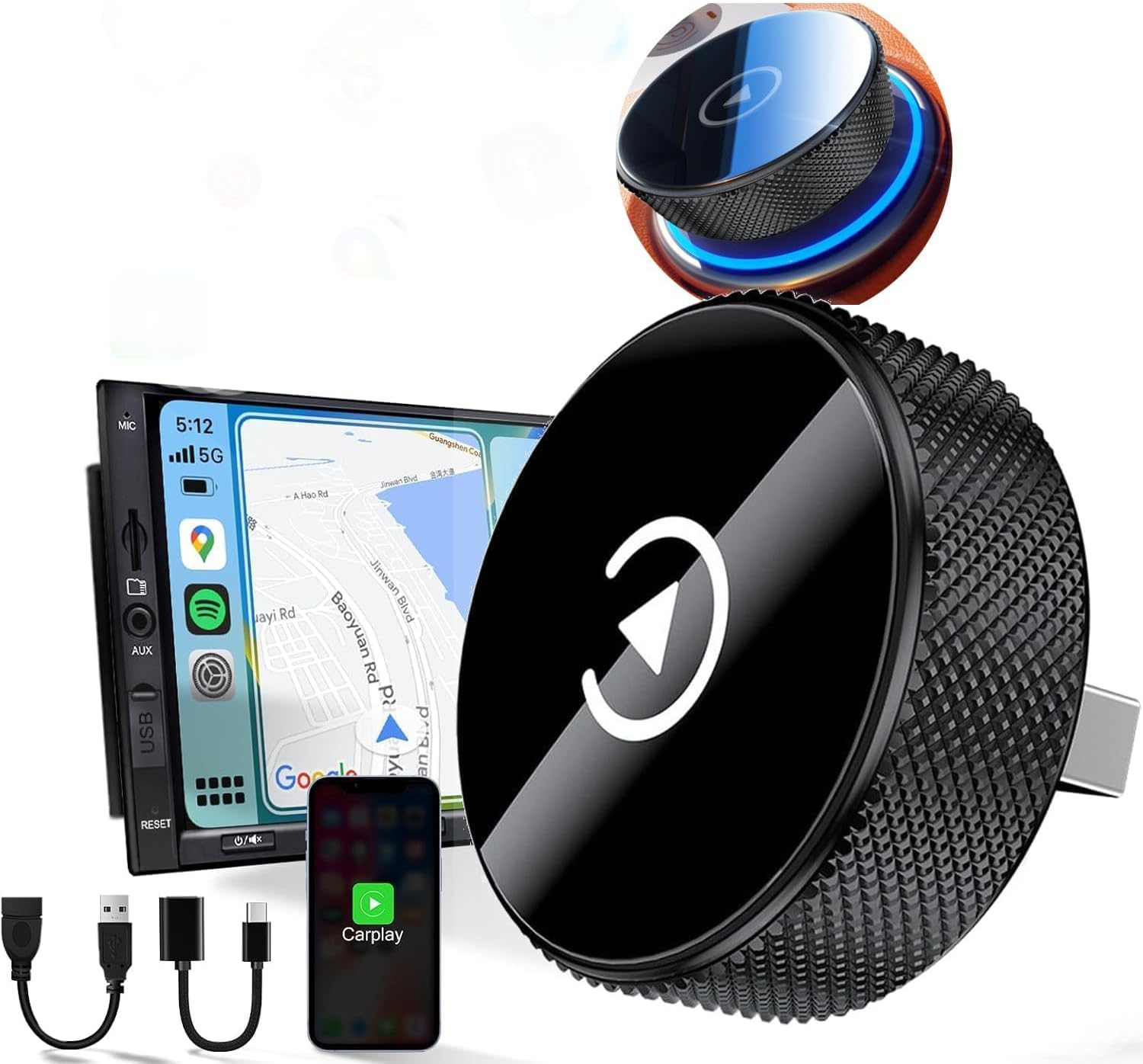 Wireless Adapter Converts Wired to Wireless for Carplay and Android - 2-In-1, Compact Size, Fast and Stable Connection, Plug & Play, USB to Usb-C/Type-C, Stable Control with No Latency image number 3