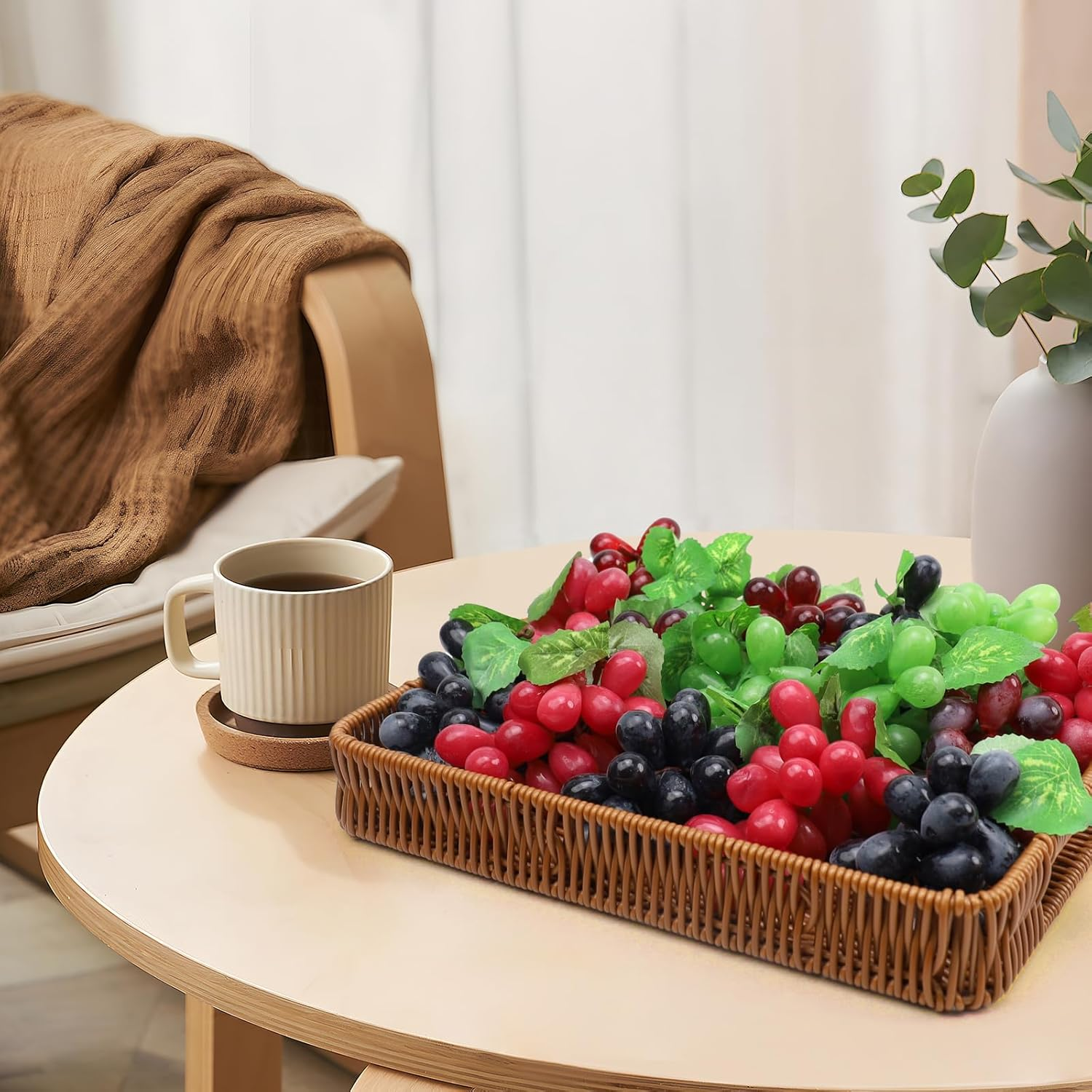 Folmywy 16 Pack Artificial Fake Grapes Simulation Faux Grape Bunches Black Purple Red Green Realistic Rubber Fruits Decoration for Wedding Party Home Fruit Wine Garland Decor - 8 Pcs image number 2