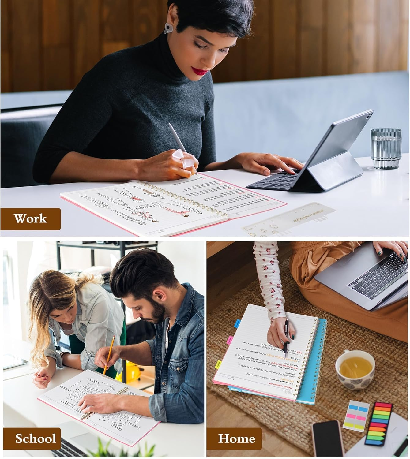 Gemuity A4 Spiral Notebook 8.5 X 11 Inch &ndash; 110 Pages 100 GSM High-Quality Paper, with Transparent Ruler, Durable Plastic Cover & Expandable Inner Pocket for Study/Office Use - Black image number 7