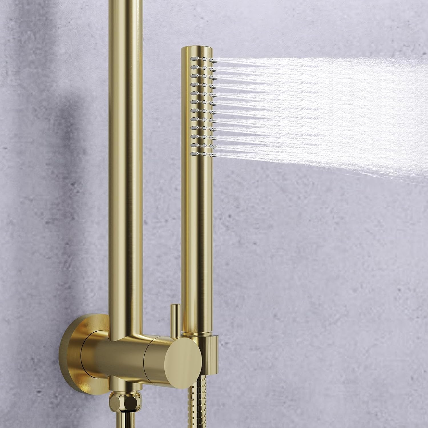 Acumios Luxury 10" Rain Shower Head Set, 2-In-1 Bathroom Shower System with 8Mm Thick Overhead and Stainless Steel Handheld, WELS Certified (Brushed Gold)