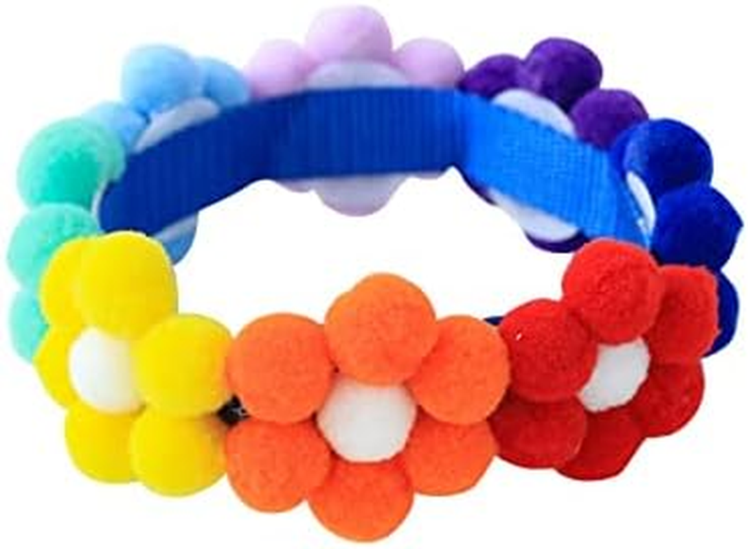 6 Color Matching Dog Collars Adjustable Pet Rainbow Flower Collar Accessories Suitable for Small Medium Large Dog Holiday Decoration Ideal (Multiple Colors, L) image number 1