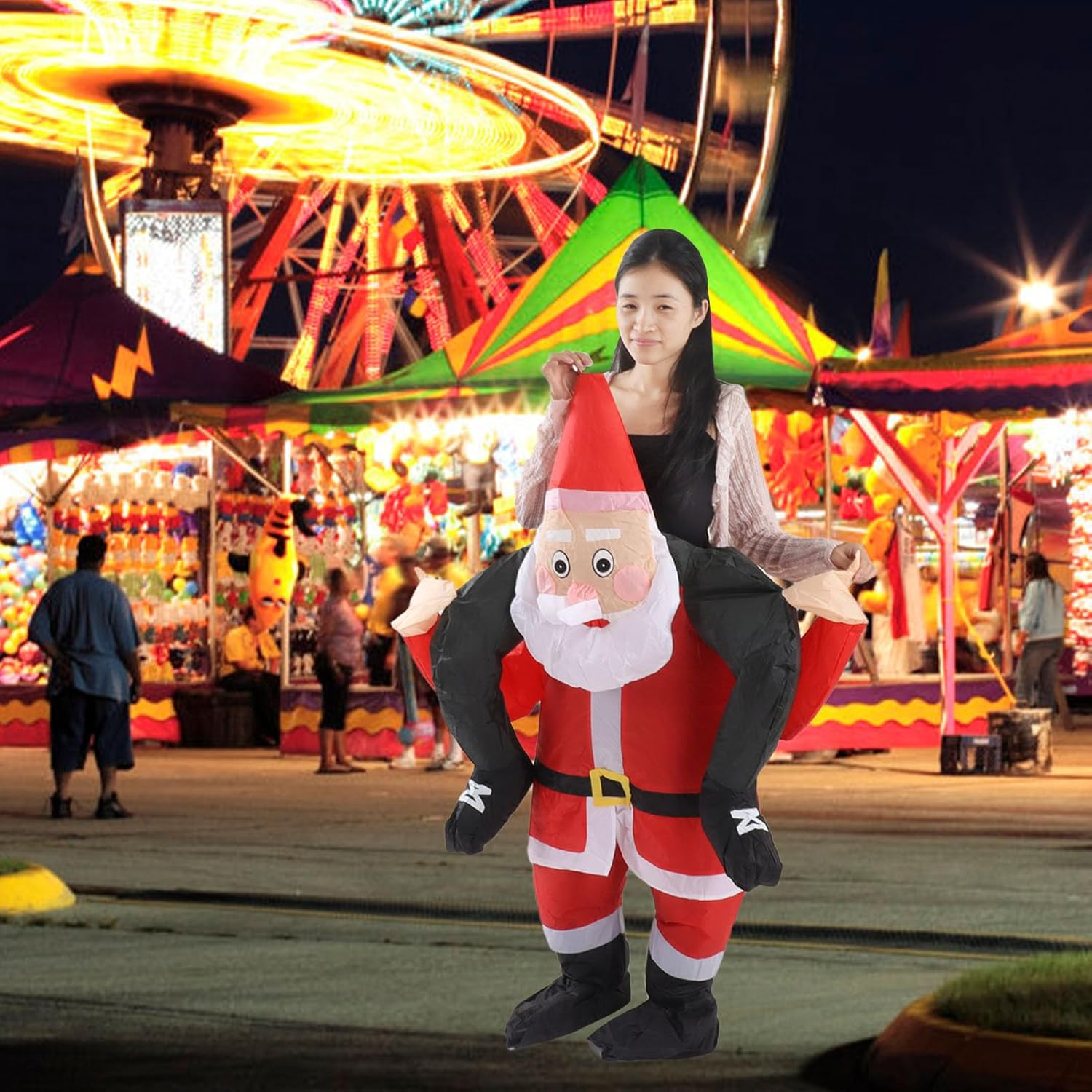 Santa Costume, Inflatable Christmas Santa Claus Suit, Funny Blow up Christmas Costumes Suit, Unisex Adult Fancy Dress Costume for Christmas Halloween Cosplay, Santa Claus (Adult) image number 1