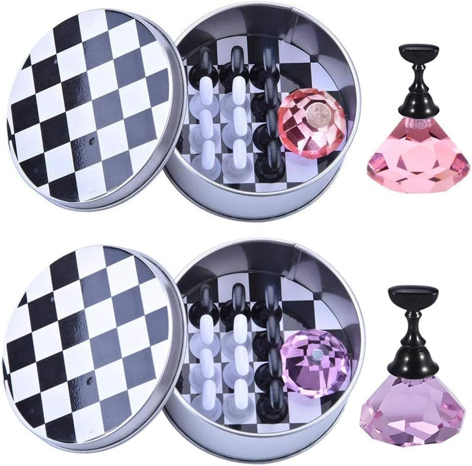 Kalolary Nail Art Display Stand - Magnetic Tips Holder, Crystal Holder, Chessboard, DIY Practice Stand (Transparent)