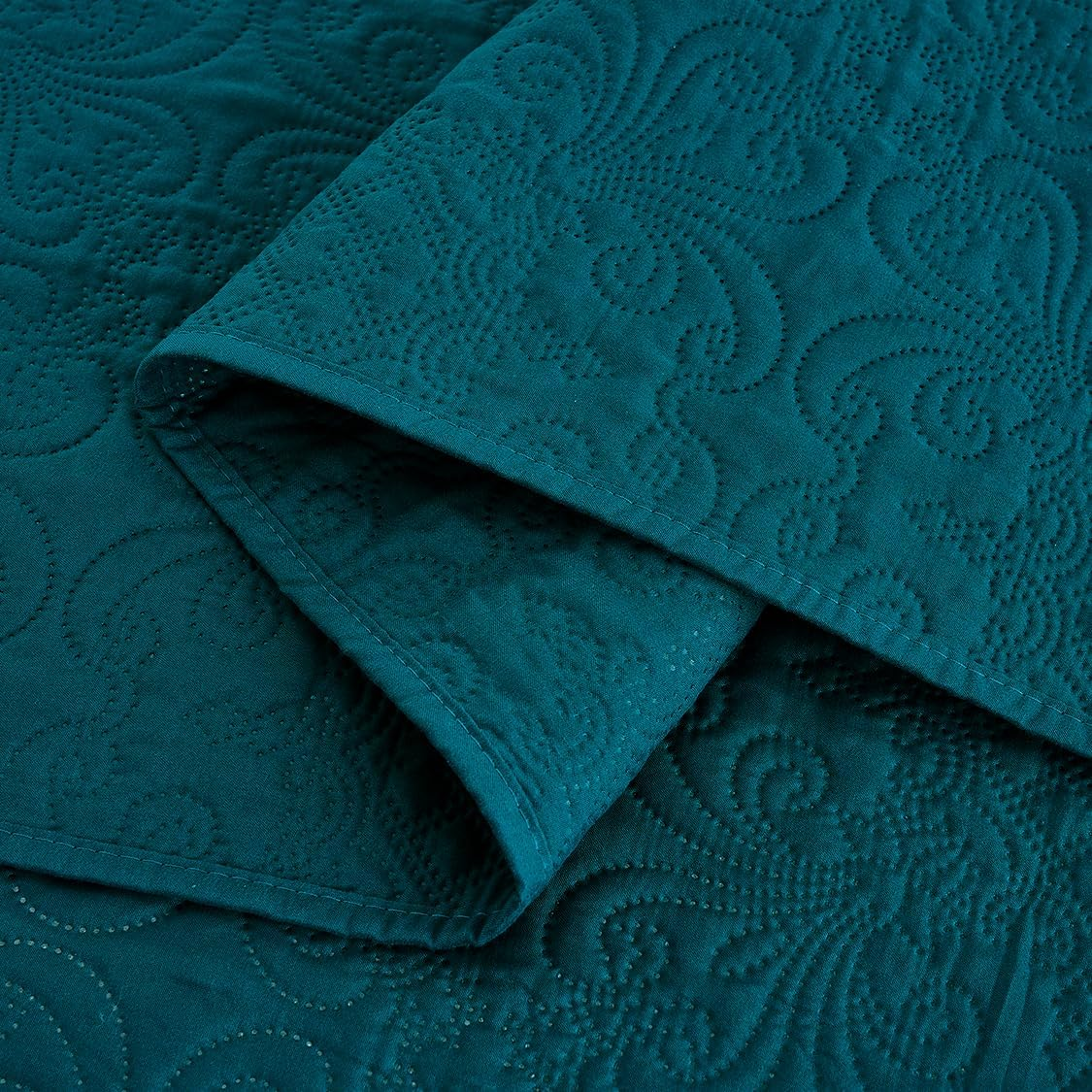 Chezmoi Collection Luca 3-Piece Oversized Bedspread Set, Queen Size, Teal - Summer Quilt Lightweight Microfiber Bedspread 100 X 106 - Floral Medallion Pattern Coverlet for All Season