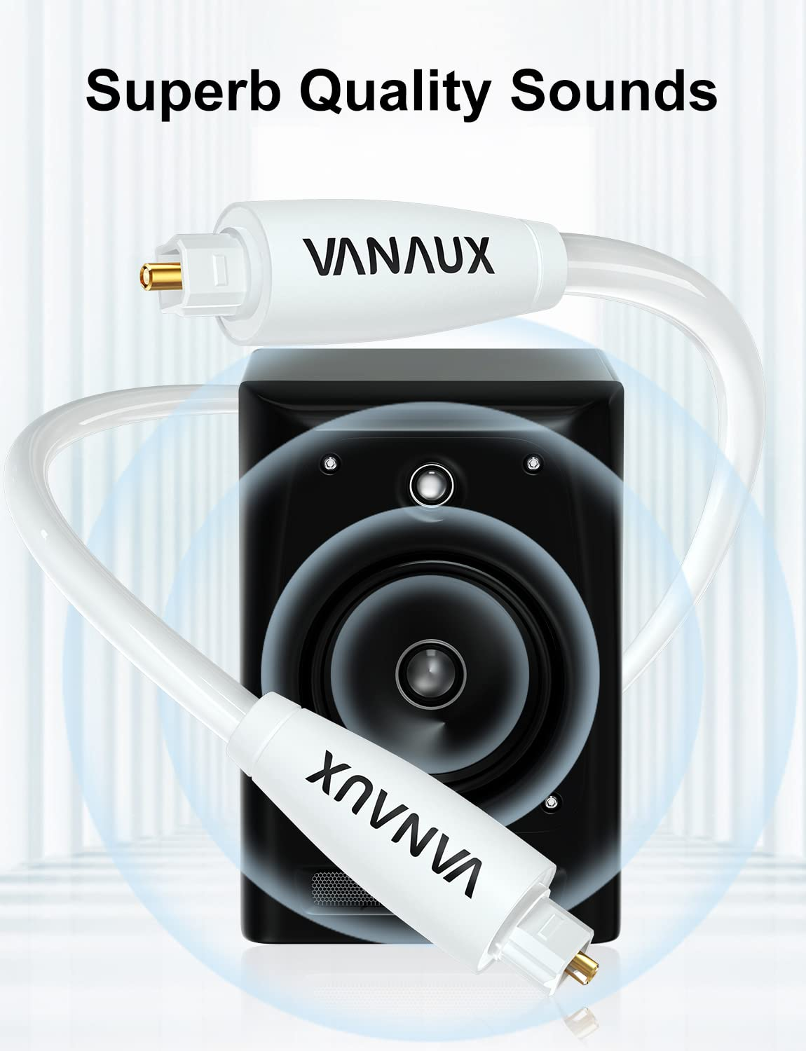 VANAUX White Optical Audio Cable, Digital S/PDIF Toslink Optical Cable Fiber Optic Cable for Home Theater, Sound Bar,Tvs/Amplifiers/Hi-Fi Systems (16.5Ft/5M-White) image number 3