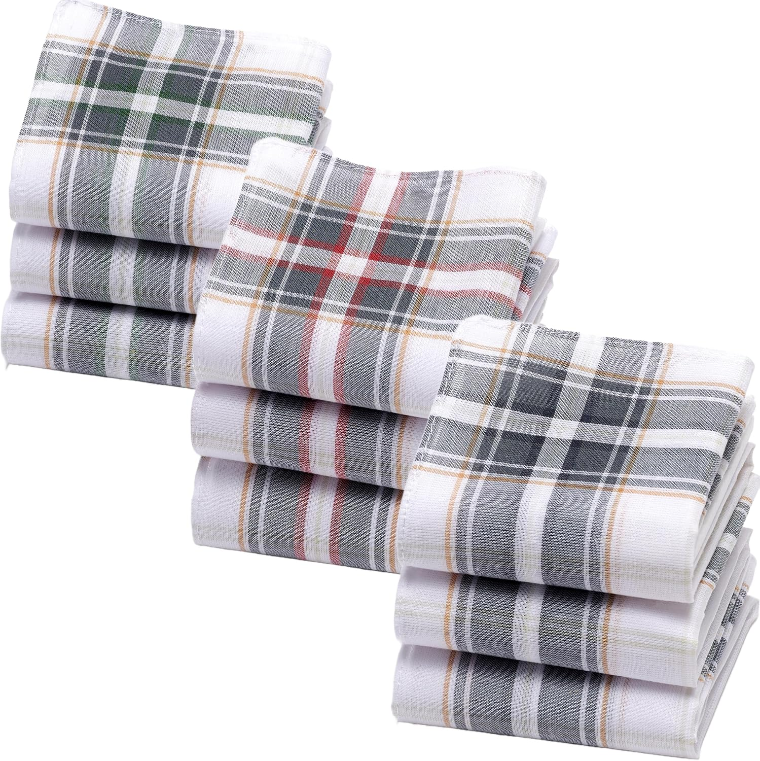 Merrysquare 9 Handkerchiefs for Men - 100% Cotton - White and Grey - 36 X 36 Cm - Model Lukas, 36 X 36 Cm image number 3