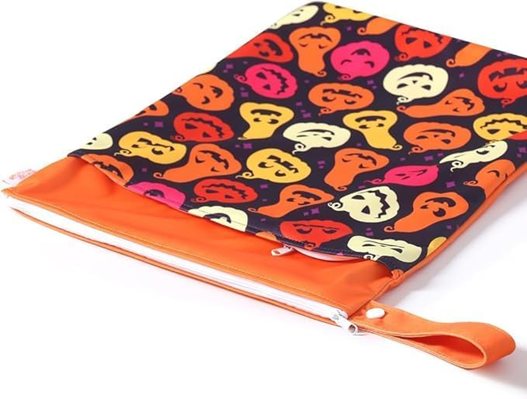 Miners2000 Halloween Wet Dry Bags for Baby Cloth Diapers - Waterproof Reusable Washable Travel Bags, Gym Bag, Pool, Daycare Soiled Baby Items Yoga Gym Bag for Swimsuits Wet Clothes (Black)