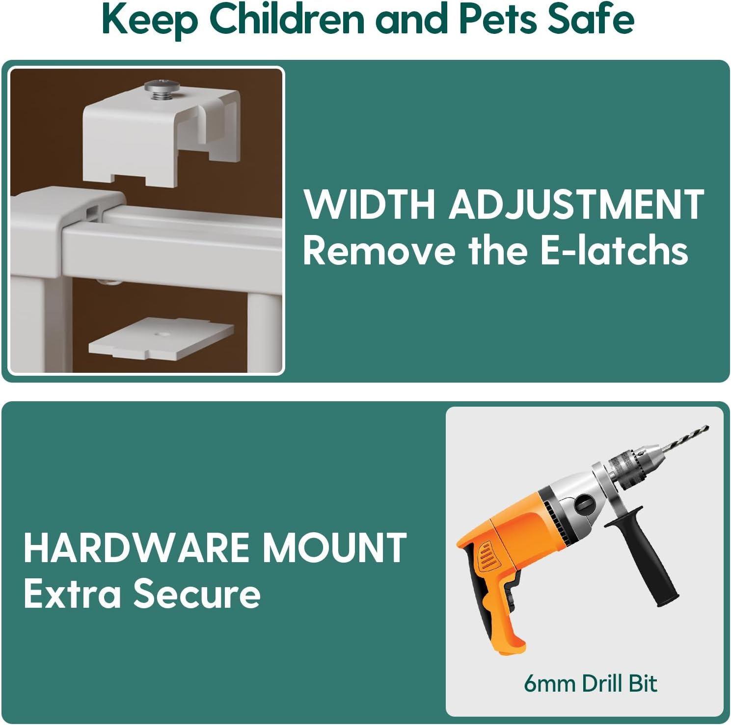 Babelio 66-109 CM Auto Close Baby/Dog Gate for Stairs, 2-In-1 Easy Swing Doorway and Hallway Pet Gate, with Extra-Wide Walk Thru Door and Threshold-Free Design, White image number 6