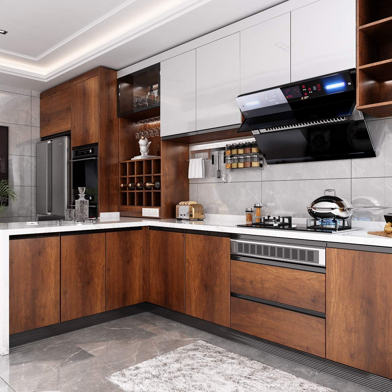 Livelynine 15.8X197 Inch Brown Wood Wall Paper Peel and Stick Kitchen Cabinet Wallpaper Adhesive Shelf Liner Wood Grain Vinyl Wrap for Cabinets Old Furniture Cupboard Wardrobe image number 3