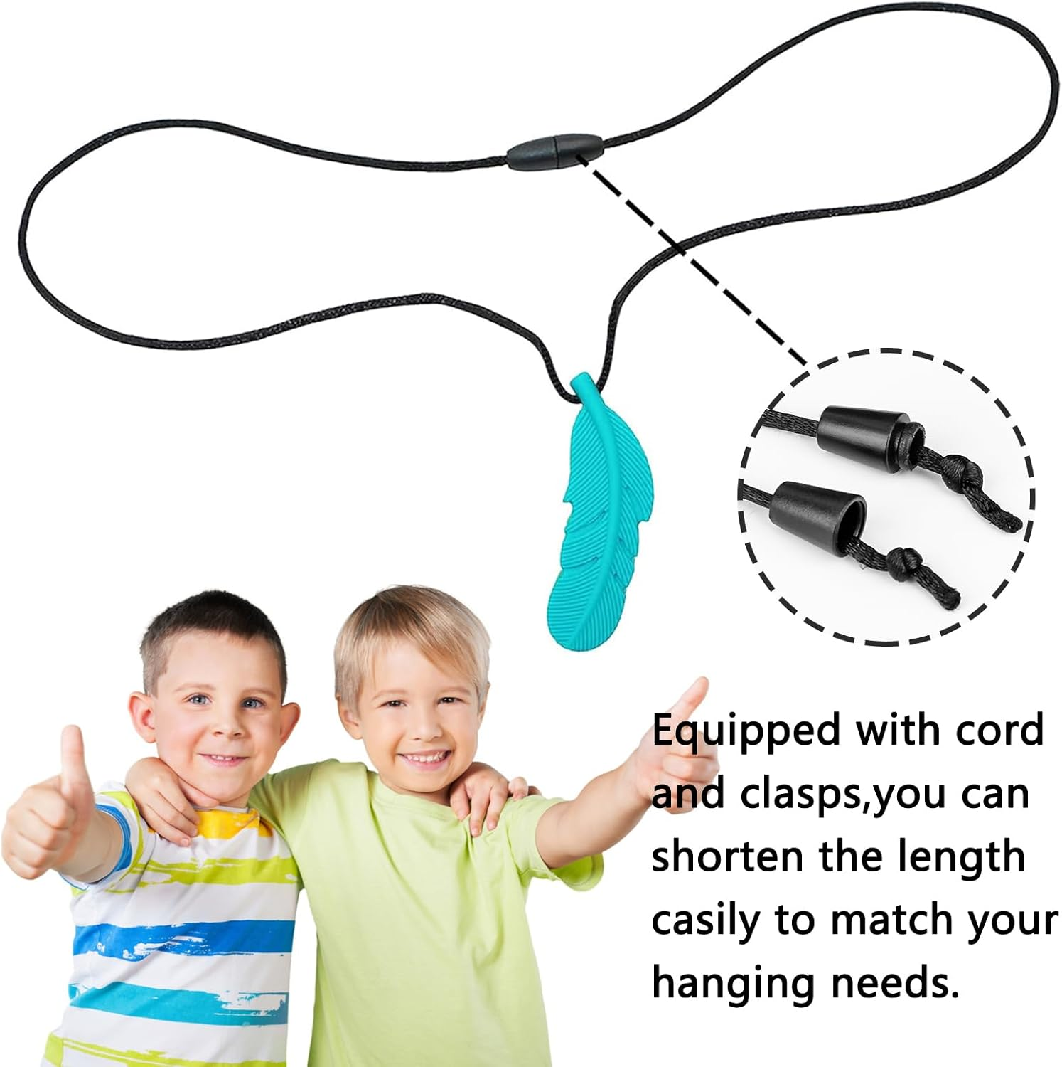 Sensory Chew Necklace for Kids & Adults | 5-Pack Silicone Feather Necklaces for Autism, ADHD, Anxiety, and Sensory Needs image number 2