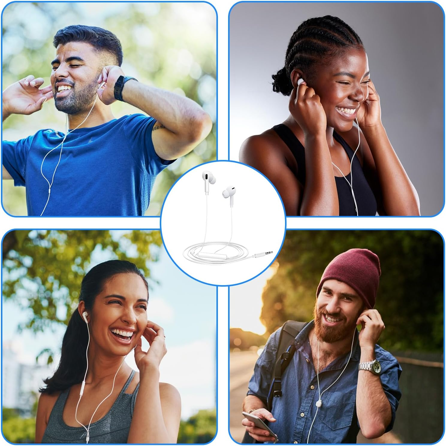 SRLWMYI Wired In-Ear Headphones 3.5 Mm with Microphone and Volume Control 4 Pack Cable Headphones for Mobile Phones MP3 Player Connection Excellent Sound Quality Ergonomic Design image number 3