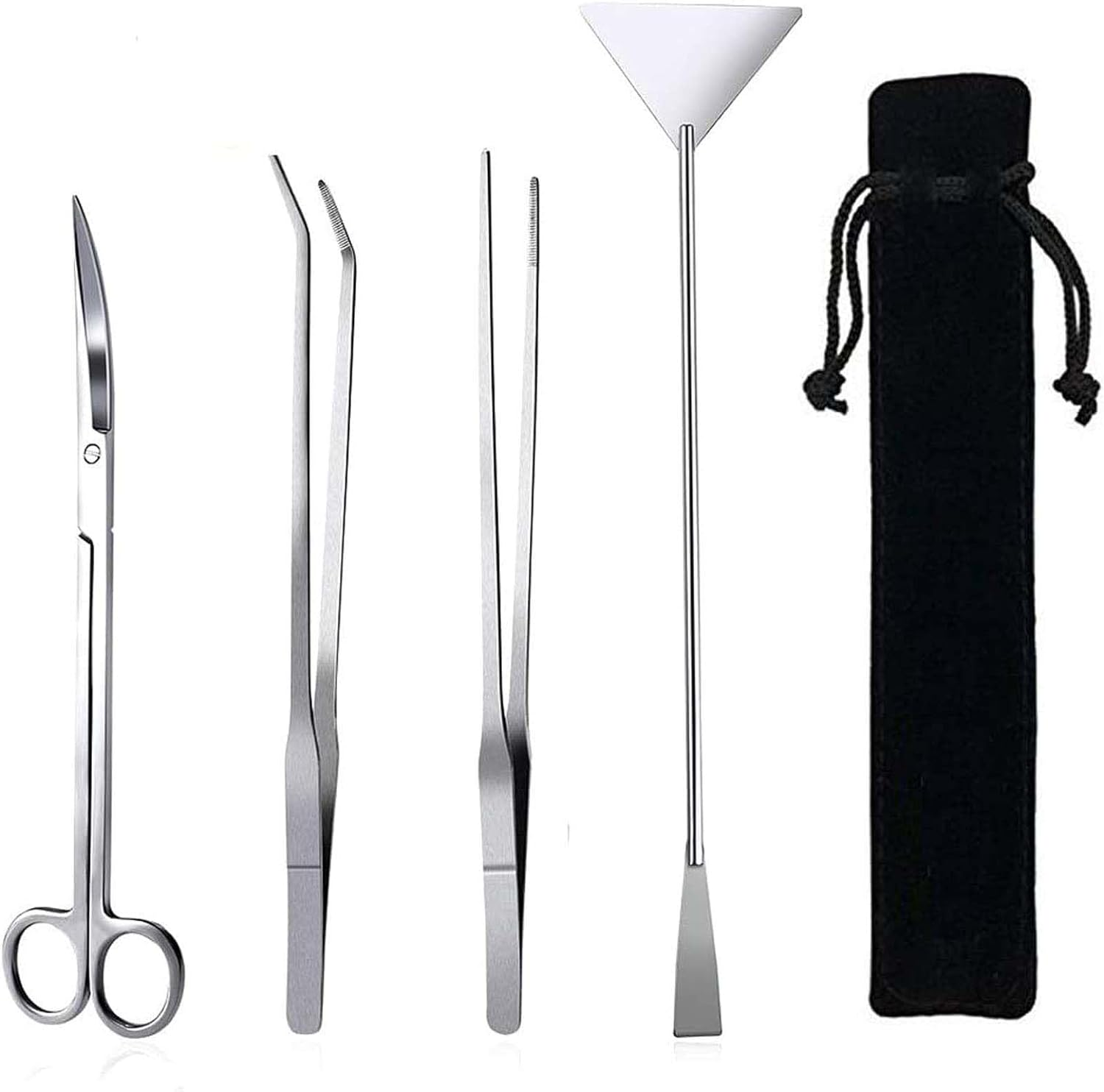 Aquarium Aquascape Tools Kit, Stainless Steel Aquatic Plants Tools, 4 in 1 Anti-Rust Aquascaping Tweezers Scissors Spatula Scrapers Tool Set for Fish Tank Cleaning Plant Trimming Shears