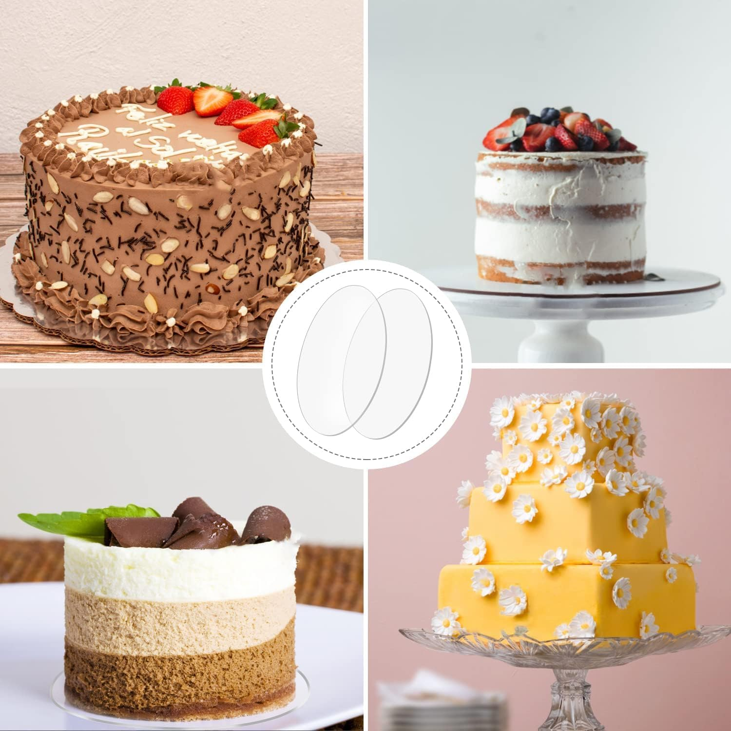 LEIAOLY Cake Boards, White Cake Boards 10 Inch Round, Food-Graded Cardboard Cake Rounds Cake Base, Waterproof and Oil-Proof Cake Boards for Cake DIY, Dessert and Crafts Display(Silver 8 Pcs) image number 6