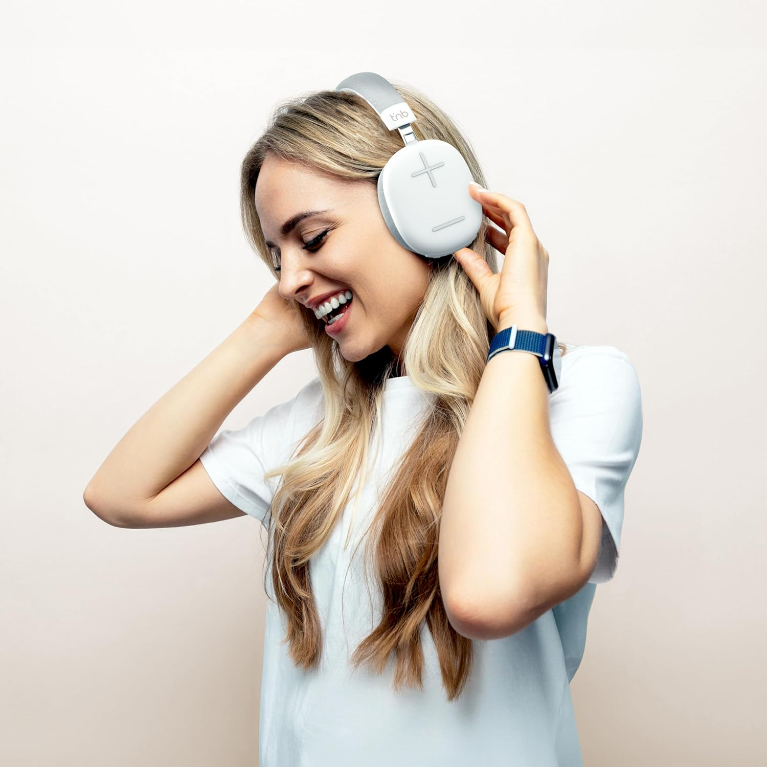 T'Nb Bounce Max - New Comfortable round Bluetooth Headphones Stereo Sound with Built-In Microphone and up to 50 Hours Battery Life - White image number 2