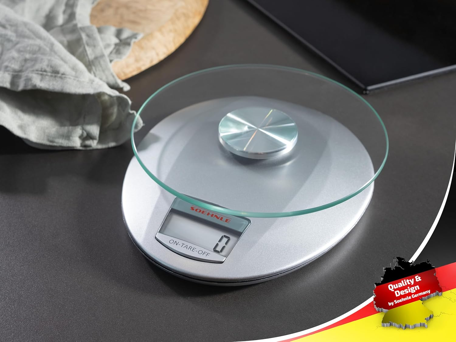 Soehnle Roma Digital Kitchen Scale Silver &ndash; Electronic Food Weighing Scale with Display and Removable Plate, Accurate Gram Measurement up to 5Kg &ndash; Ideal Baking, Cooking and Kitchen Tools & Gadgets
