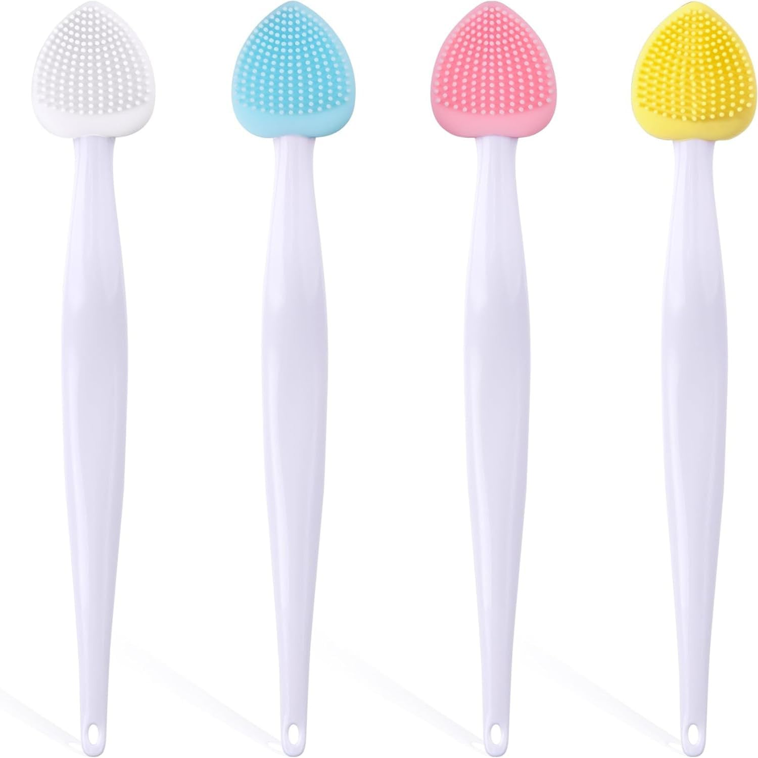 4Pcs Lip Scrub Brush, Silicone Heart Lip Exfoliator Brushes Scrubber Tool, Double-Sided Lip Cleaning Exfoliating Remove Dead Skin Tool for Men Women Dark Lips image number 3