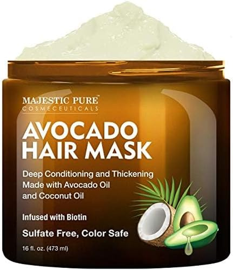 Majestic Pure Avocado and Coconut Hair Mask for Dry Damaged Hair - Infused with Biotin - Deep Conditioning, Hair Thickening, for Healthy Hydrated Hair, Sulfate Free, 16 Fl Oz image number 5