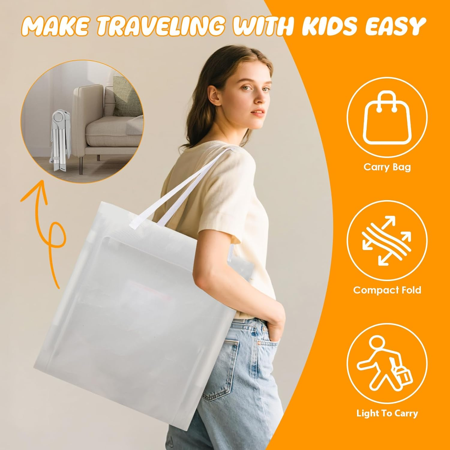 3-In-1 Portable Booster Seat for Babies and Toddlers Adjustable Height with Removable Feeding Tray for Indoor/Outdoor 6 Months - 3 Years with Carry Bag image number 1