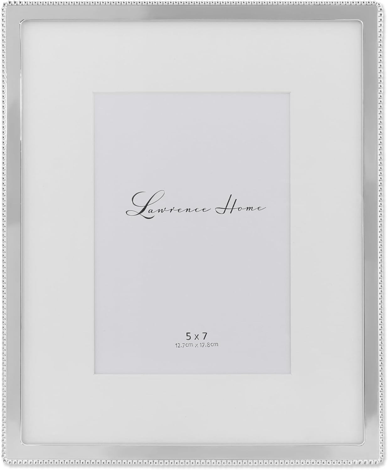 Lawrence Frames Metal Picture Frame with Delicate Outer Border of Beads, 4 by 6-Inch, Silver