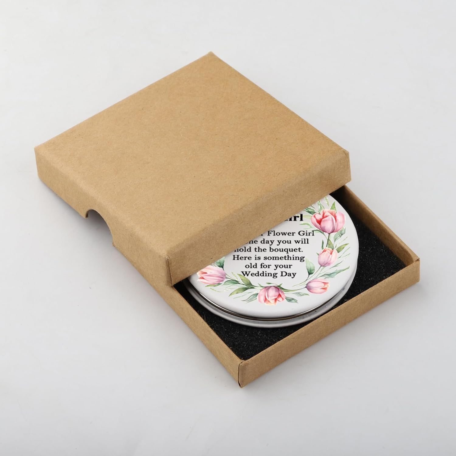 WUSUANED Flowers Girl Makeup Mirror Proposal Gifts Wedding Party Gifts Bridesmaid Mirror Mother of the Bride Gift (Flower Girl Mirror White) image number 5