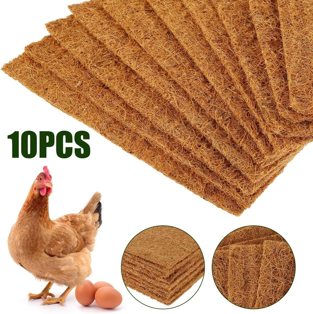 Chicken Nesting Pads Reusable Hens Nest Bedding Mats Natural Coconut Palm Hens Nesting Pad 30 * 30Cm Multifunctional Chicken Nesting Box Liners for Hen Laying Eggs (10) image number 2