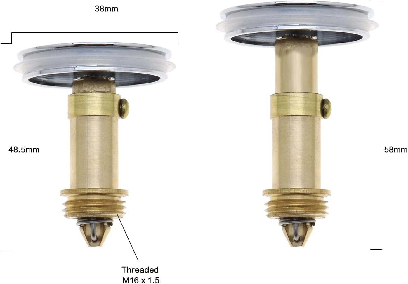 2Pcs Bathroom Sink Drain Plug Stopper, 38Mm Basin Pop up Click Clack Plug, Brass Strainer with Slotted Bolt Spring for Bath Vanity, Bathtub and Kitchen image number 2
