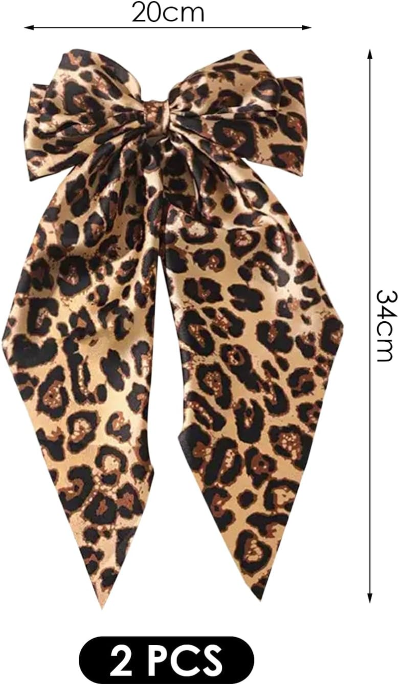 2 Pieces Leopard Print Retro Hair Clips with Bow Cosplay Hair Accessories Hair Accessories Hair Clips for Women image number 4