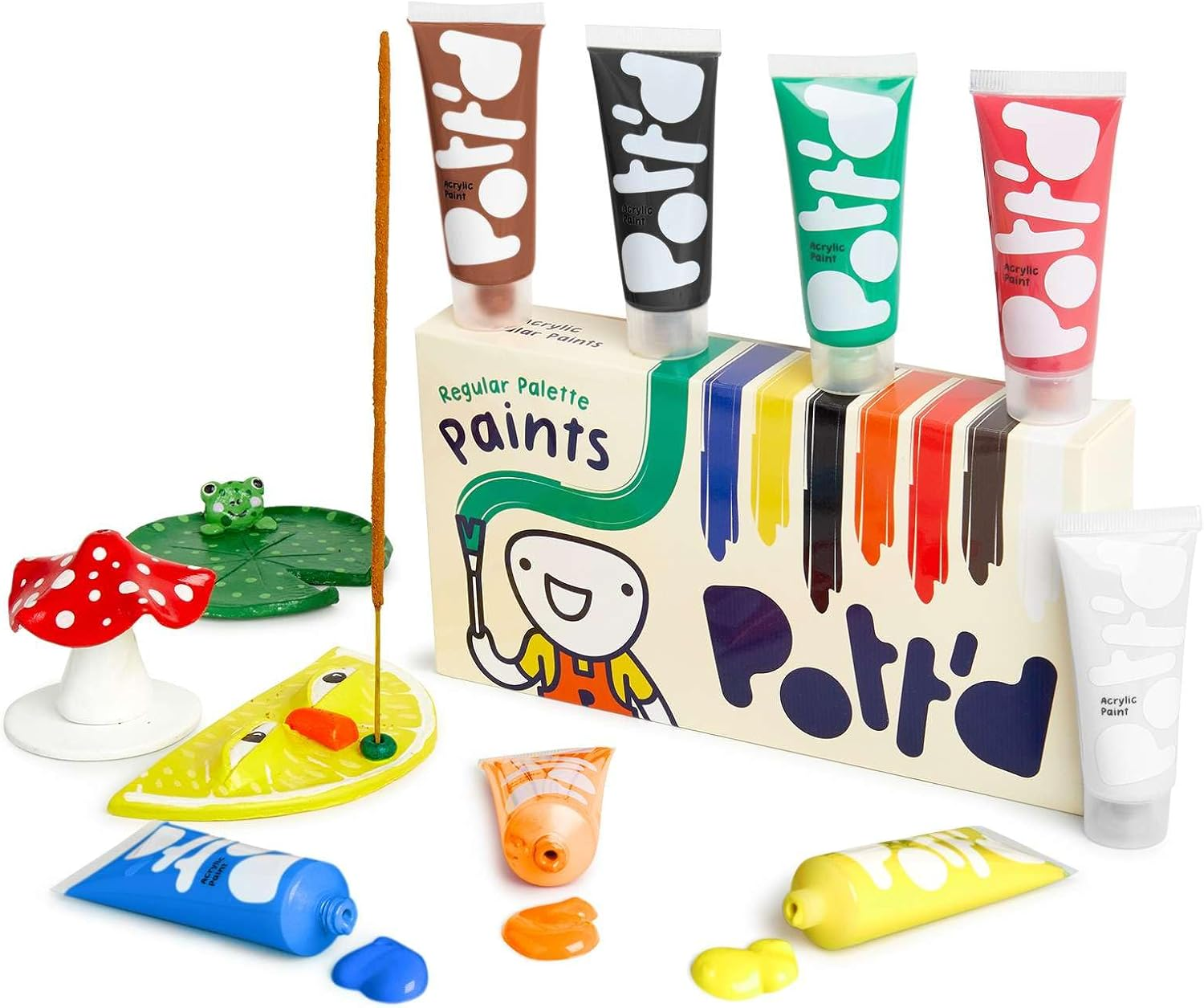 Pott'D&trade; Premium Acrylic Pottery Paints for Adults, Paint Set, Pottery Painting Kit for Air-Dry Clay - Regular Paints - Glitter Paints image number 5