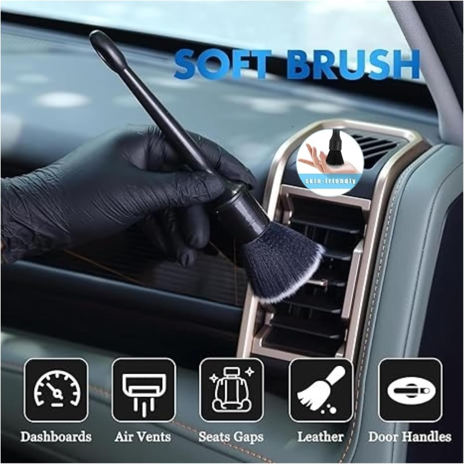 Car Detailing Brush Set, 2 Sizes, Ultra-Soft Bristles, Interior Exterior No Scratch for Cleaning Air Vent Engine ，Seat Wheel, Interior and Exterior Cleaning, Dashboard, Wheels image number 2