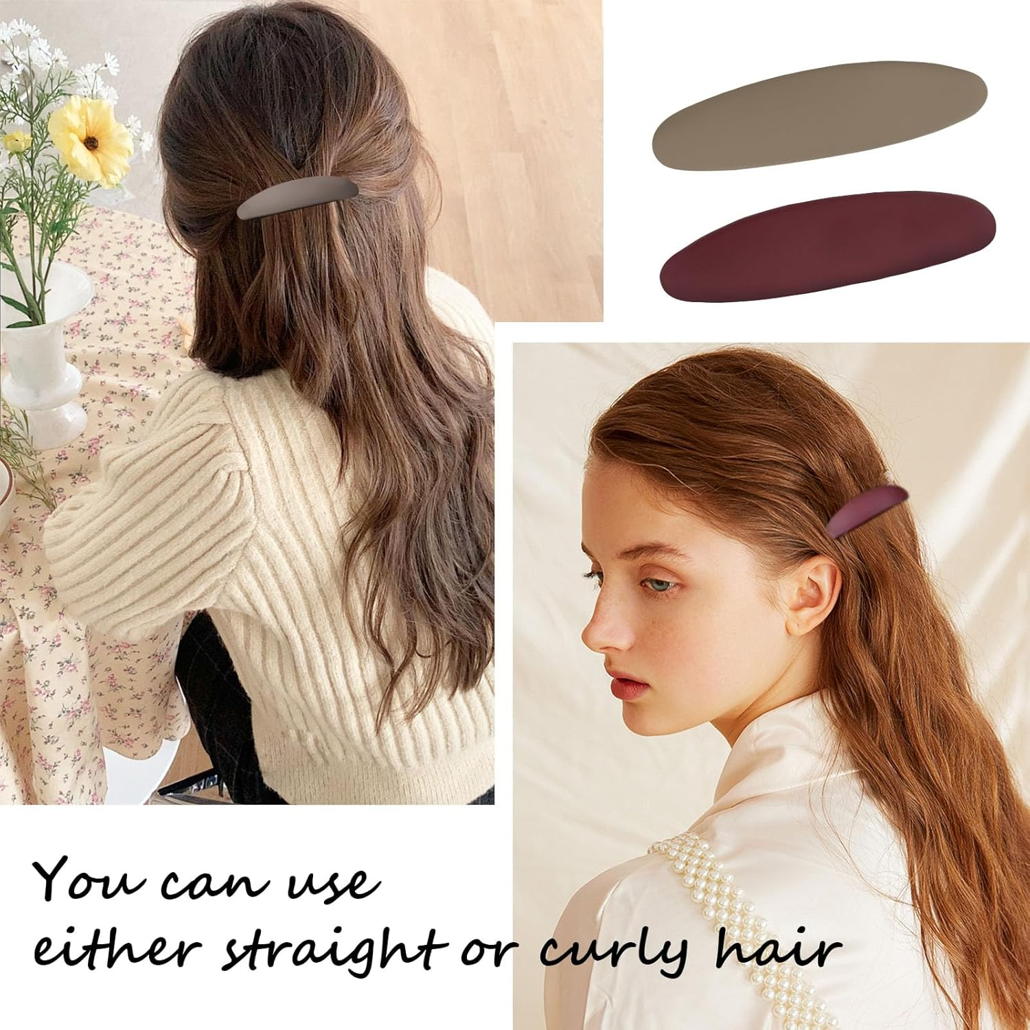 Pack of 5 Hair Clips Women'S Thin Hair, Automatic Hair Clips Vintage, French Hair Clips Women for Thin Hair and Thick Hair, Long Basic Hair Clips Set for Women (B) image number 1