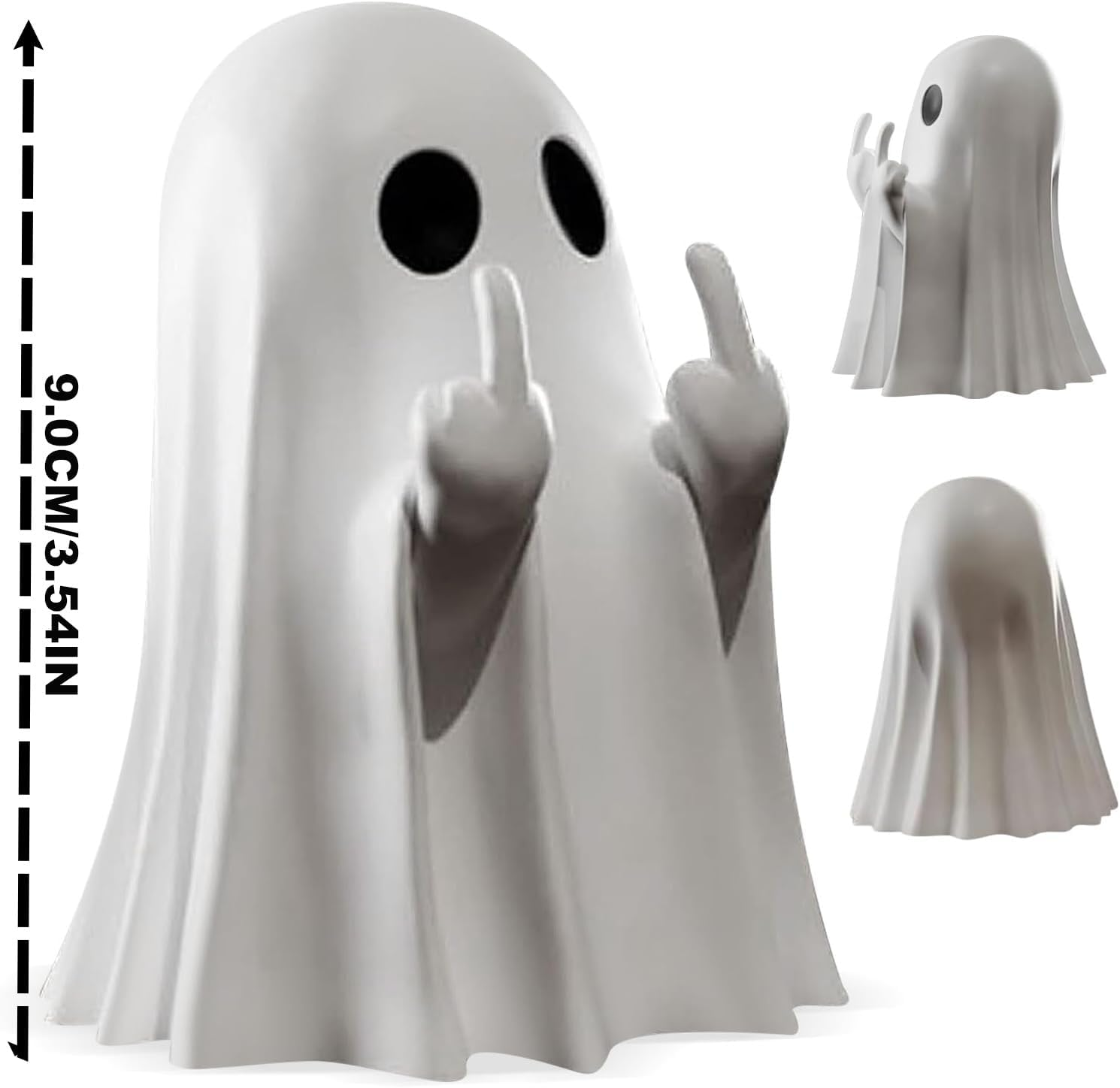 Gladyell Halloween Ghost Figurine - Spooky Resin Middle Finger Ghost Statue, Cute Ghost Decor for Halloween Decorations, Porch and Indoor Spooky Home Decor image number 1