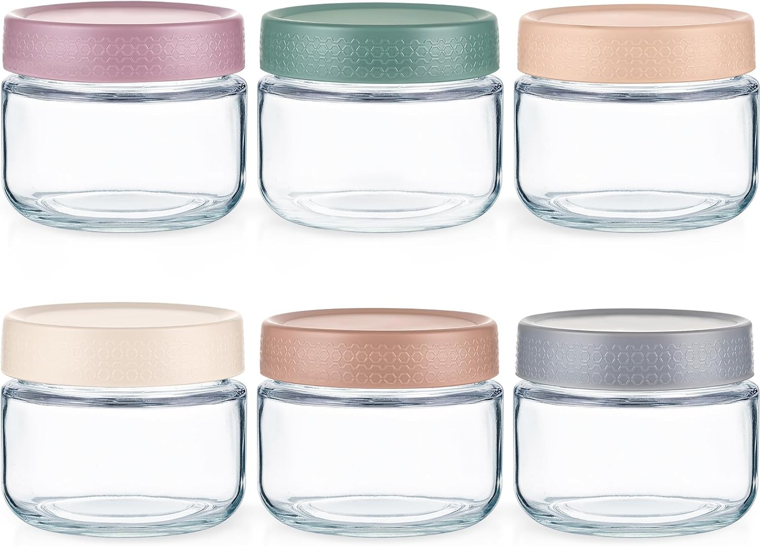 Feshory 6 Pack Overnight Oats Container Jar with Lid - Glass Food Storage Containers - Meal Prep Container for Salad, Spice, Snacks, Dressing Sauce (6X550Ml) image number 3