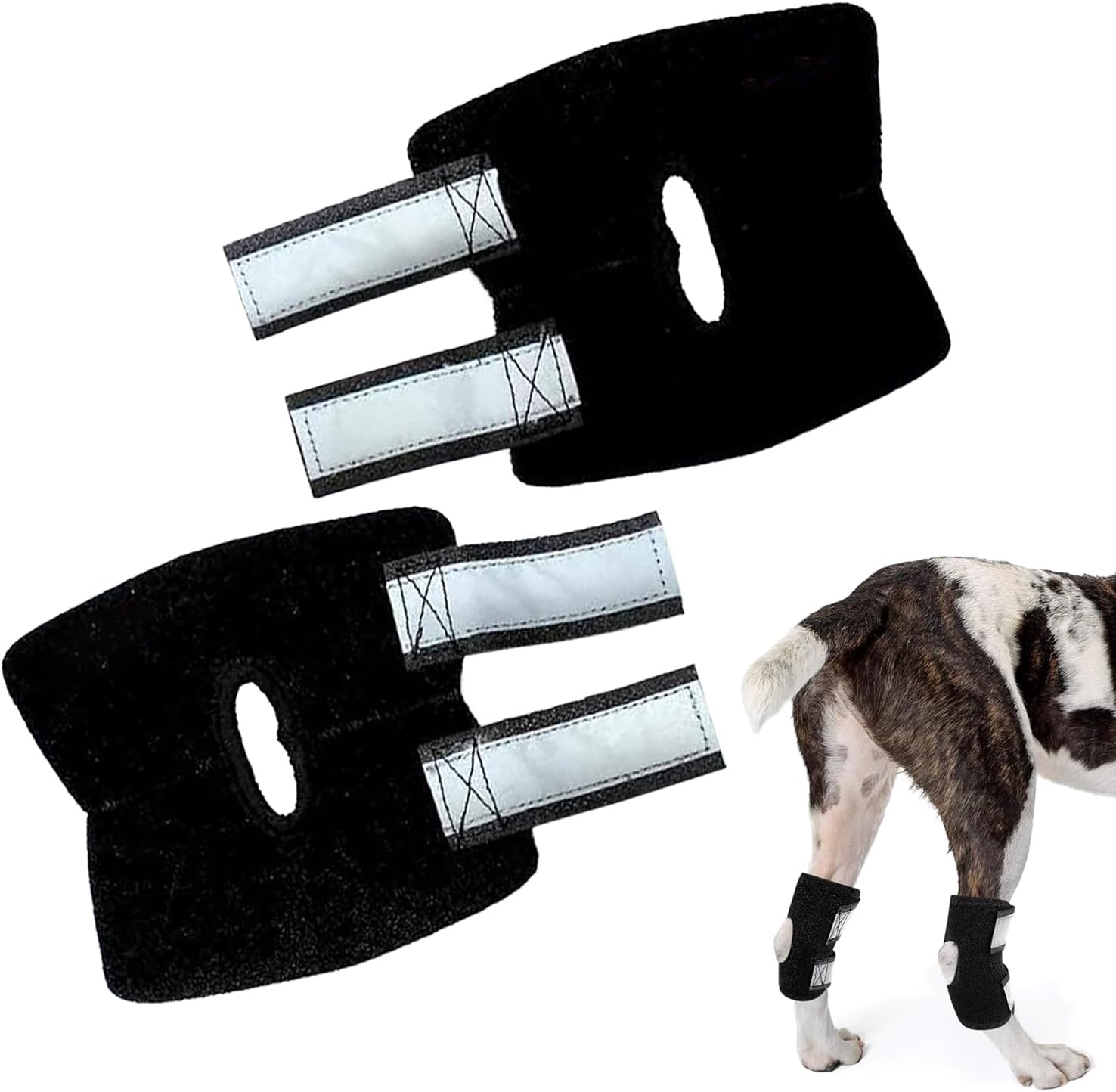 Dog Rear Leg Braces [Pair] Wraps with Safety Reflective Straps for Joint Injury and Sprain Protection, Wound Healing, Arthritis Pain Relief and Increased Stability for Large Dogs &ndash; Adjustable (XS) image number 4