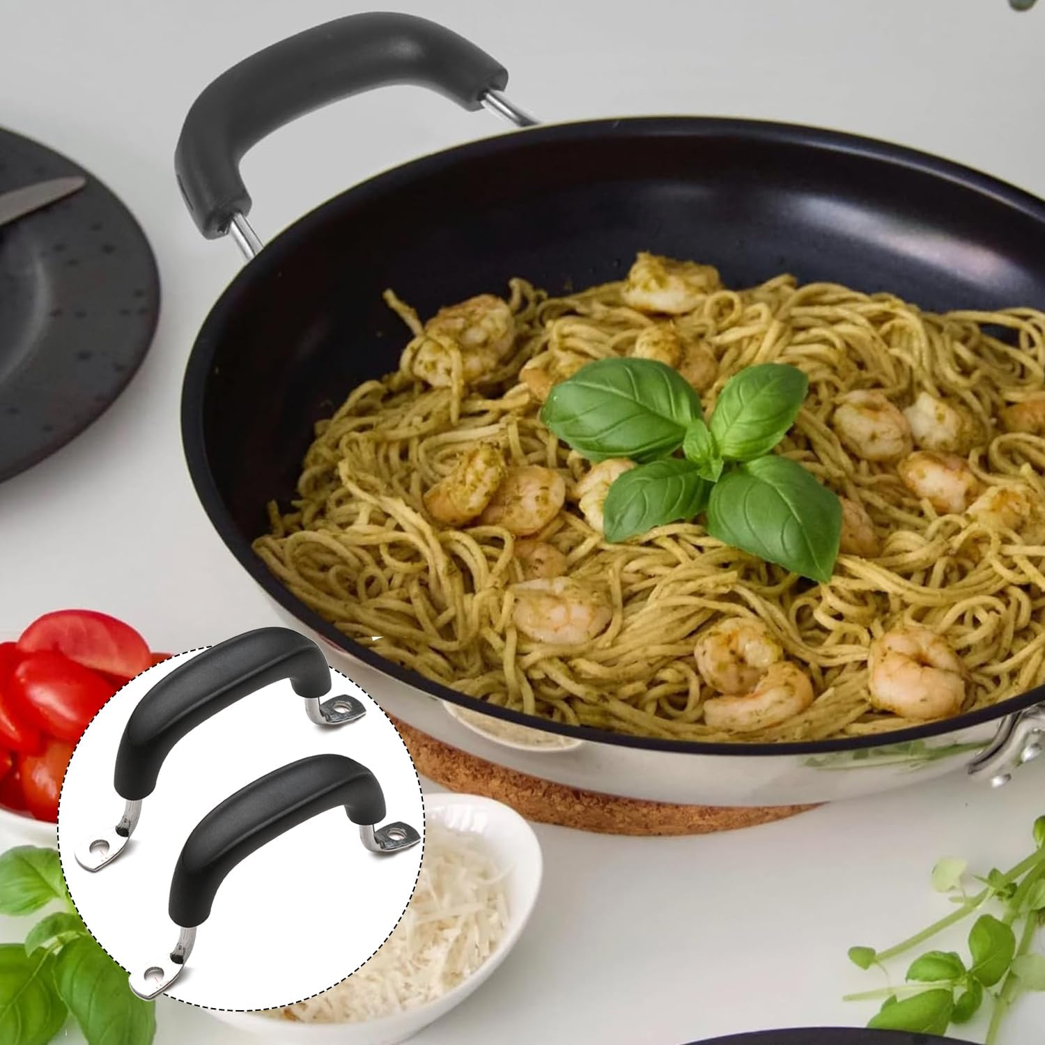 Lyfengdeam 2 Pcs Pot Side Handle Replacement, Black, 12X6.2Cm, Universal Cookware Lid Handle, Easy to Install & Clean, Durable & Strong, Suitable for Pressure Cooker, Steamer, Stockpot image number 6