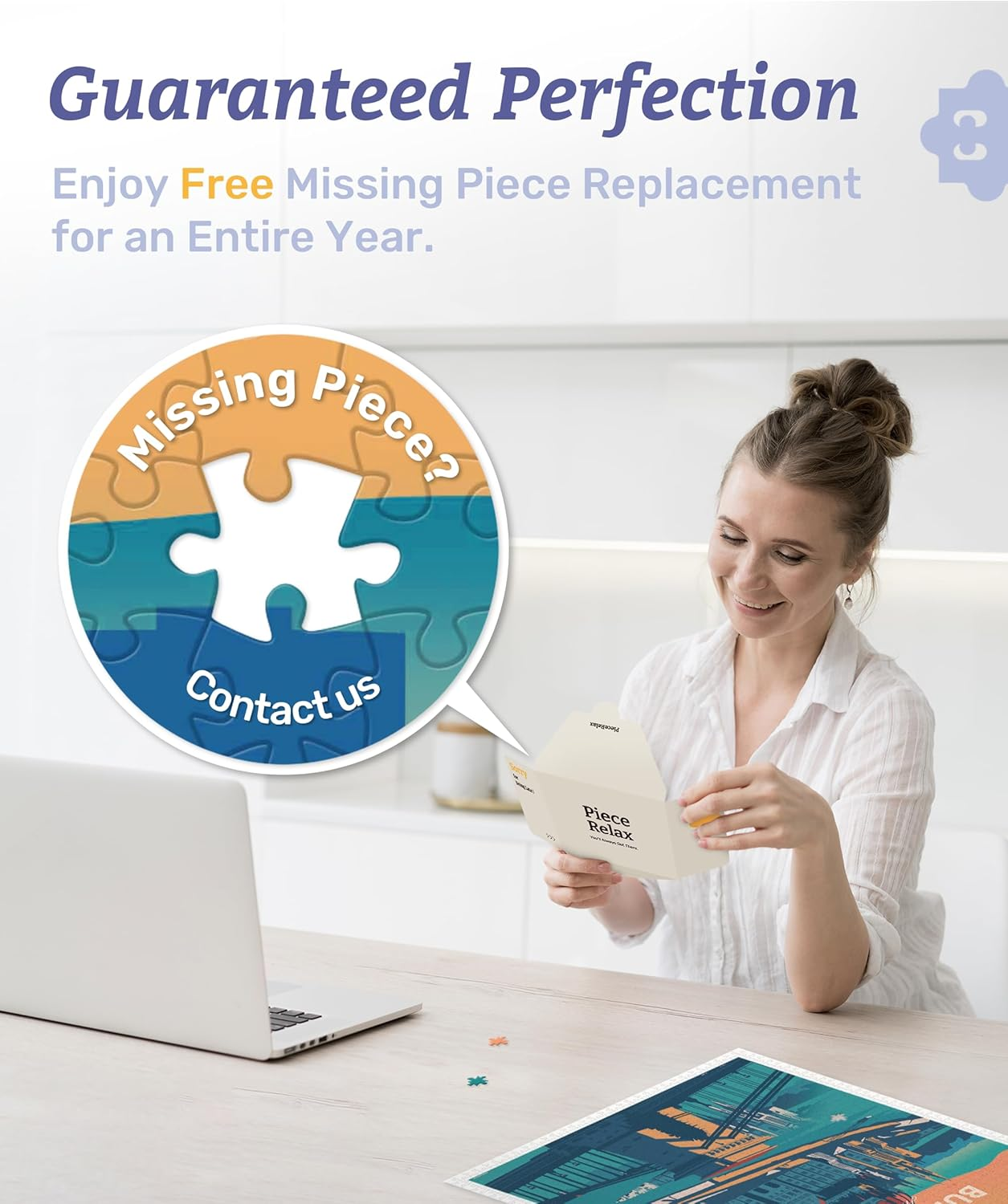 Piecerelax Plastic Jigsaw Puzzles for Adults 1000 Pieces Bea Muller - Sunset Walk in the Town Most Satisfying Table Games and Gifts No Puzzle Mat Required [H3497] image number 3