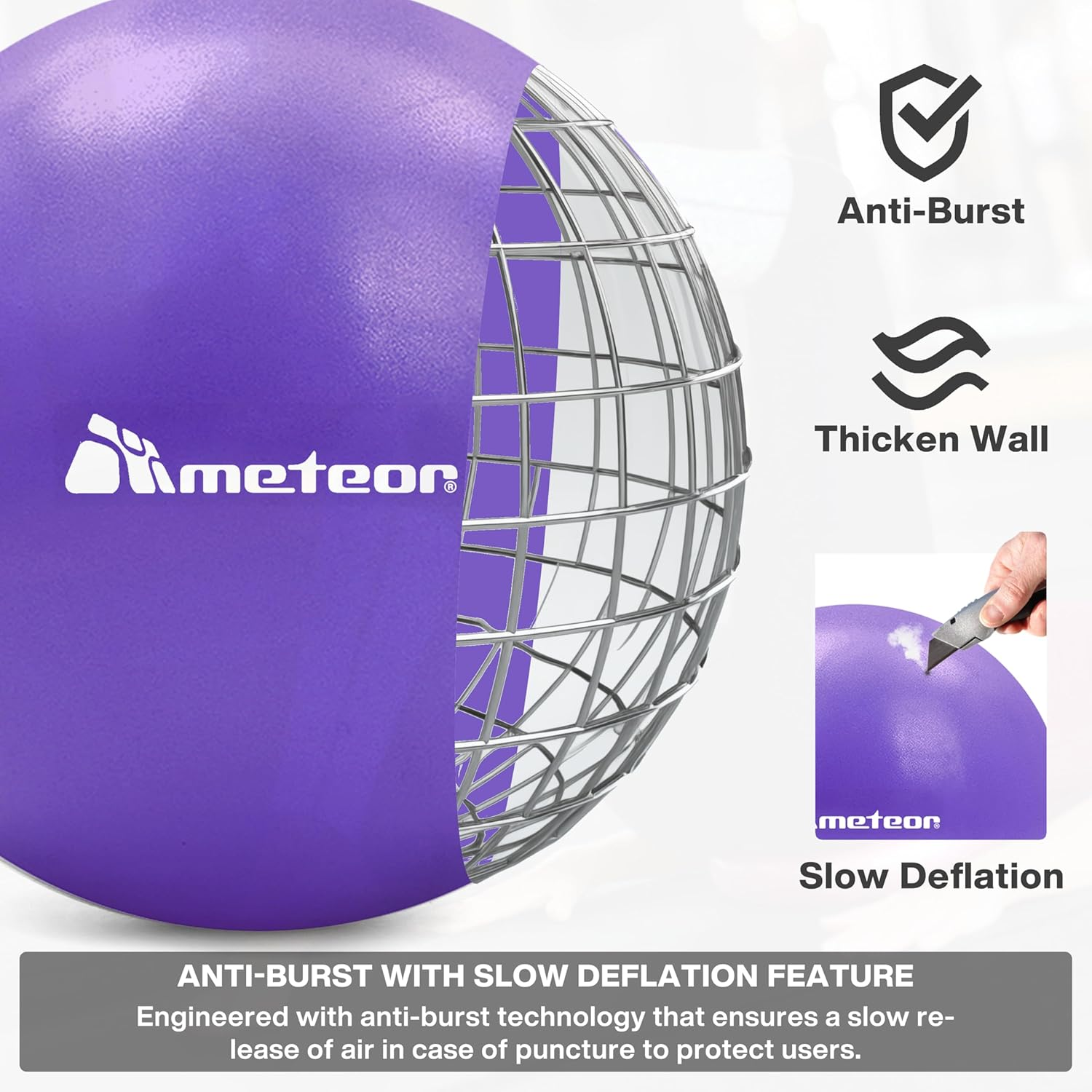 Meteor 2Pcs Mini Pilates Ball (25Cm) - Small Swiss Ball, Exercise Ball, Fitness Ball, Barre Ball - Ideal for Yoga, Pilates, Therapy & Relaxation image number 2