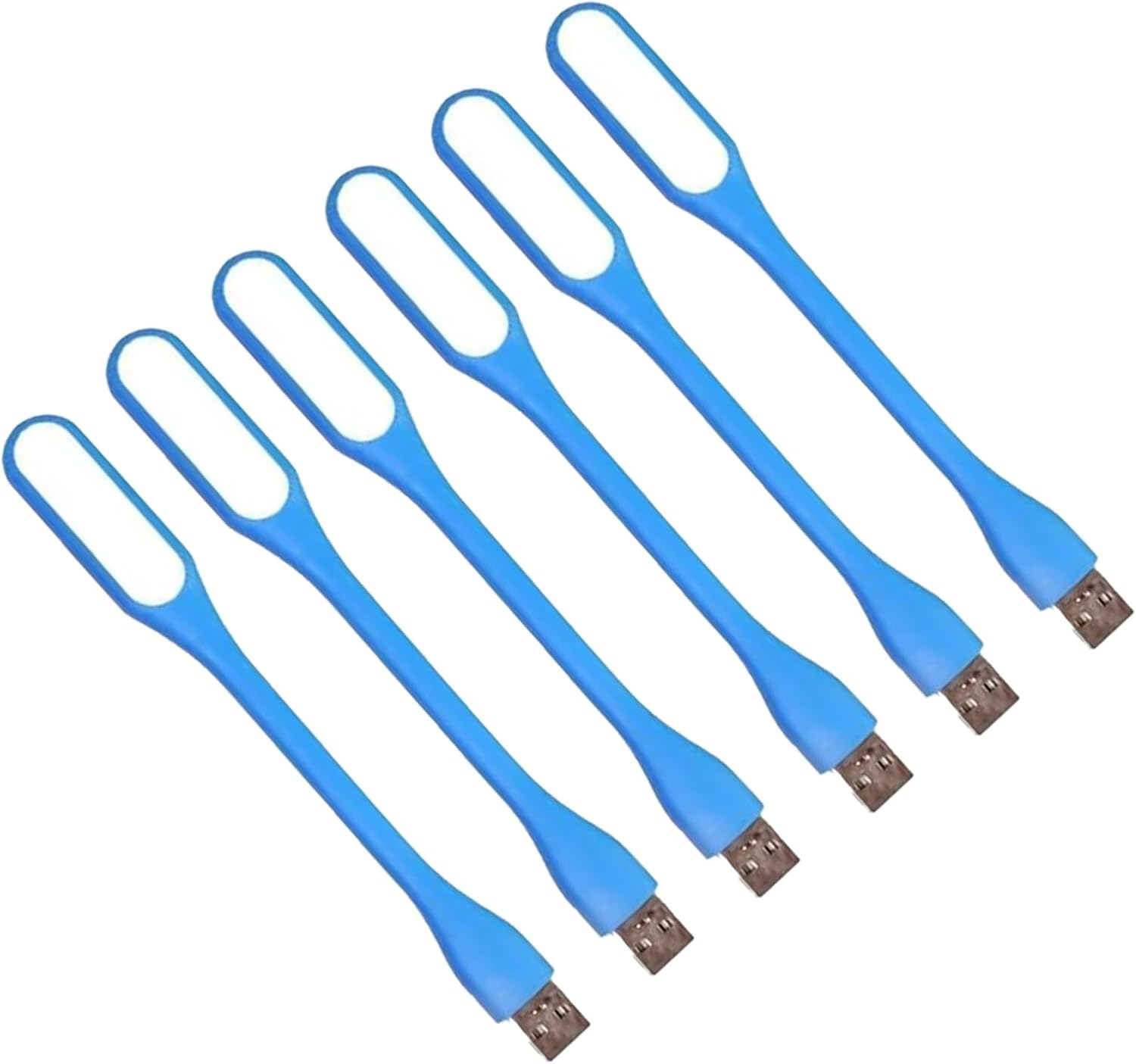 Jieruideng Mini USB Light, Flexible LED Lamp Portable Night Light for Computer Power Bank, Laptop, Notebook USB Keyboard Reading Light-6 Pack (Blue)