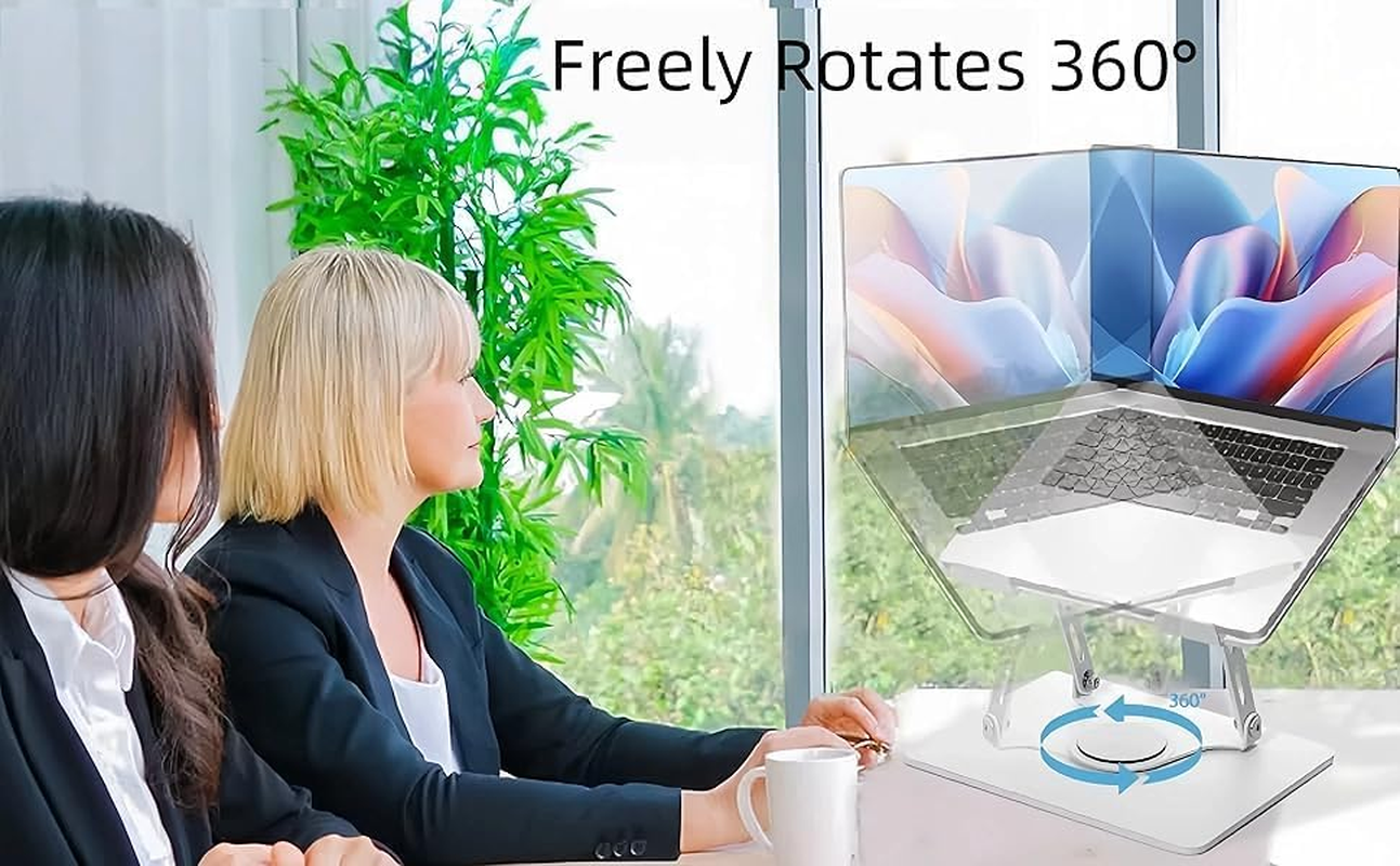 Gadget Garage, 10-17.3 Inch Laptop Stand, 360&deg; Rotatory, Height Adjustable to 30Cm, Metal, Foldable, Anti-Slip Base image number 3