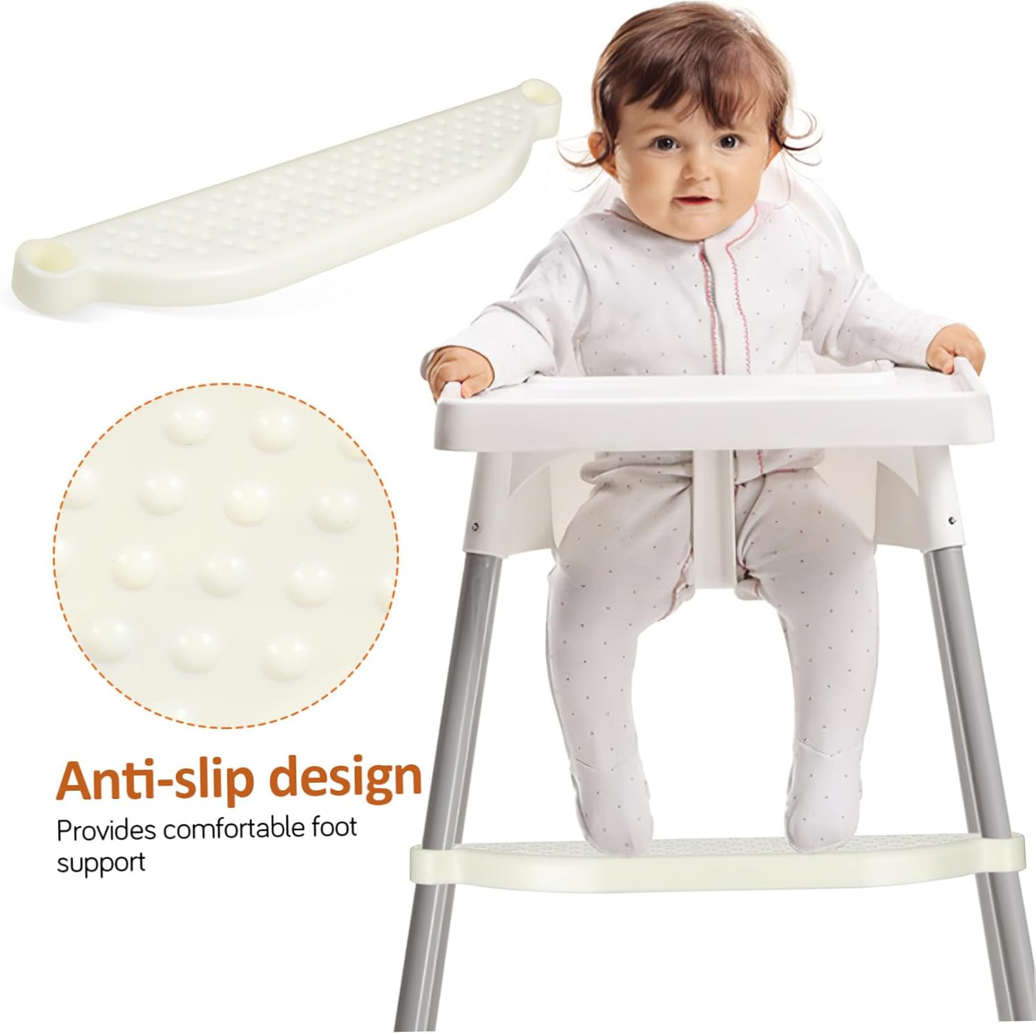 Abaodam Highchair Footrest Attachment Sturdy Plastic Replacement Footstool for Desk and Dining Chair Wide Platform Support for Growing Comfort and Stability image number 1