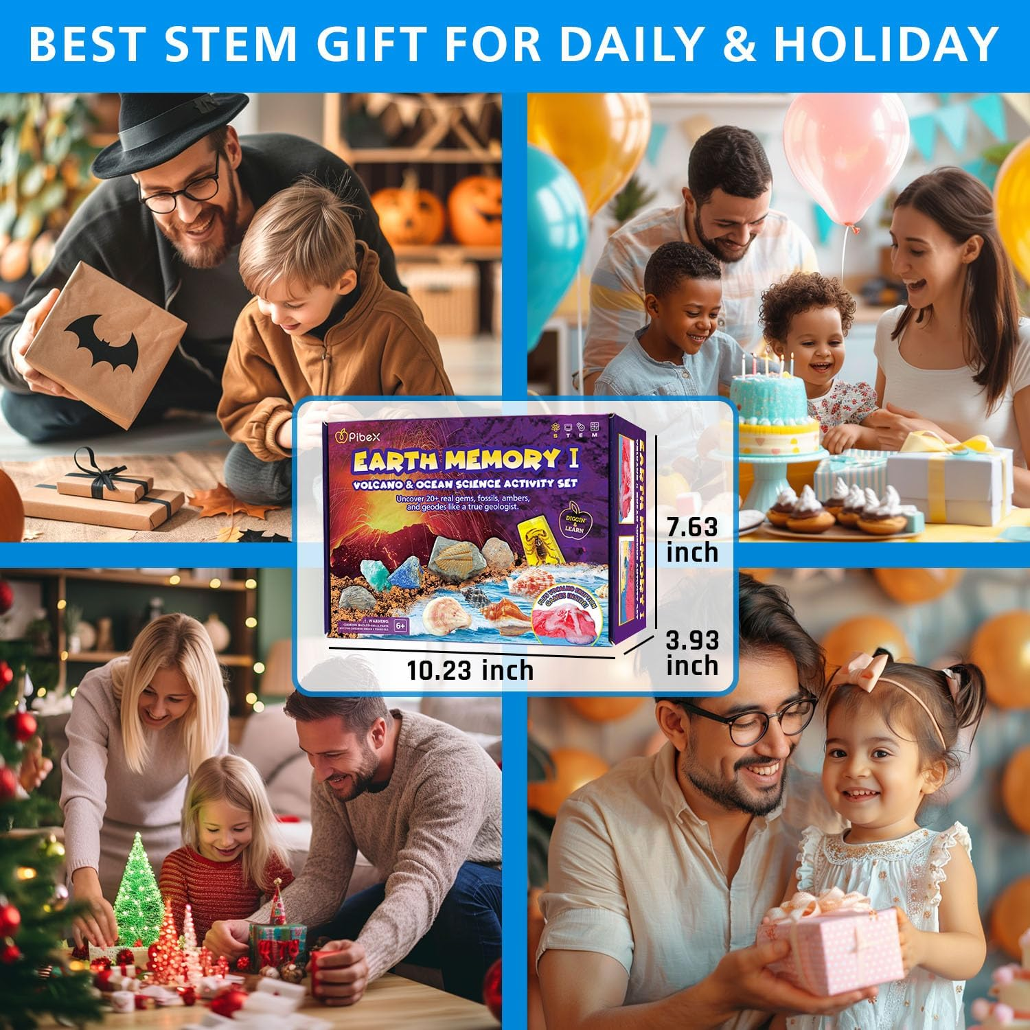 Volcano & Ocean Fossil Dig Kit, Dig up 20+ Real Fossils, Rocks, Shells & Sea Snails with Eruption Experiments, Earth Science Geology Kit for Kids, STEM Toy for Boys & Girls Age 6-8-12 image number 2